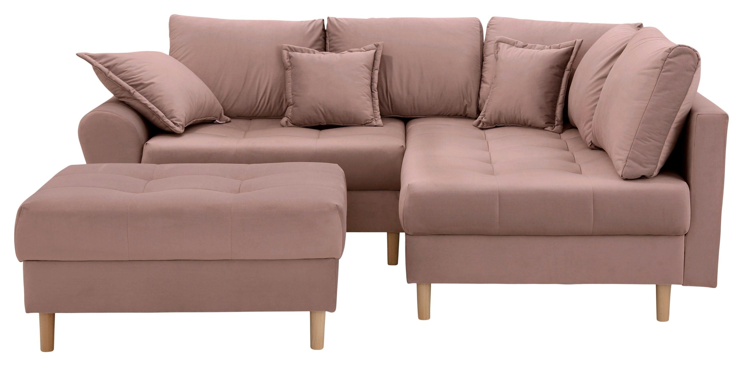 Home affaire Ecksofa »Rice L-Form, B: 223 cm« Set: Sofa & Hocker, mit 3 Zie günstig online kaufen