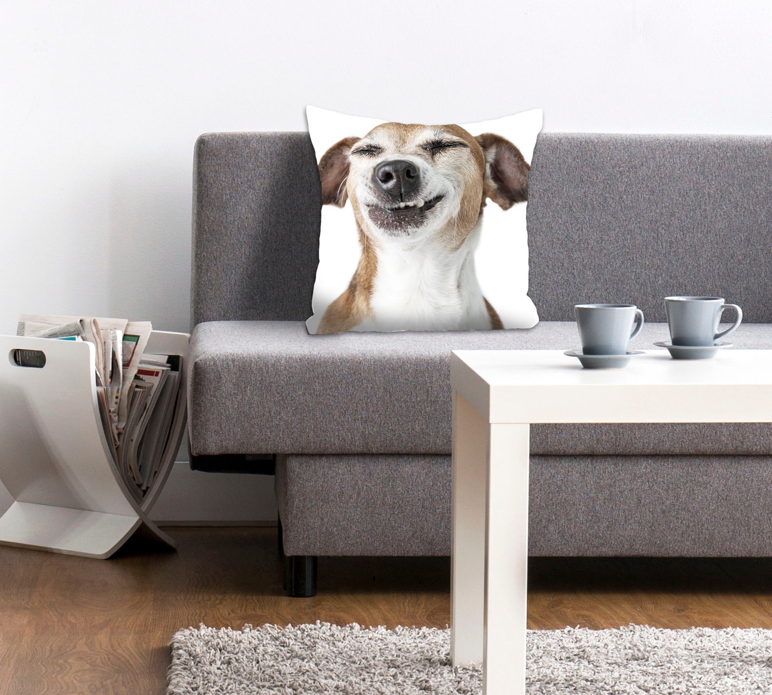 queence Dekokissen »Franka«, Kissenhülle,Grinsender Hund,Lustig,Niedlich,Hu günstig online kaufen