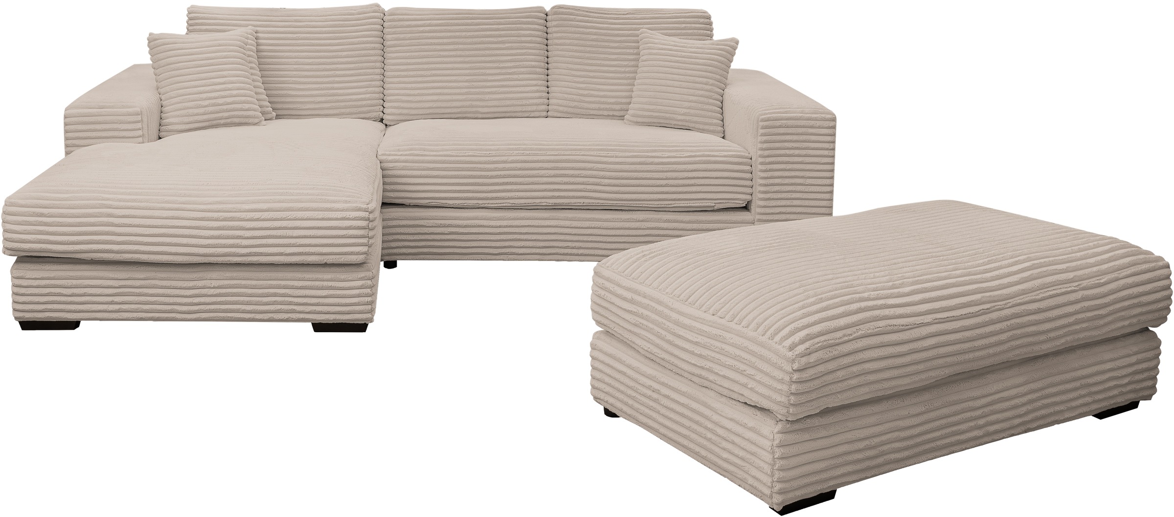 WERK2 Polstergarnitur »Eden L-Form + Hocker. Mega Couch Breite 286cm, Cord« günstig online kaufen