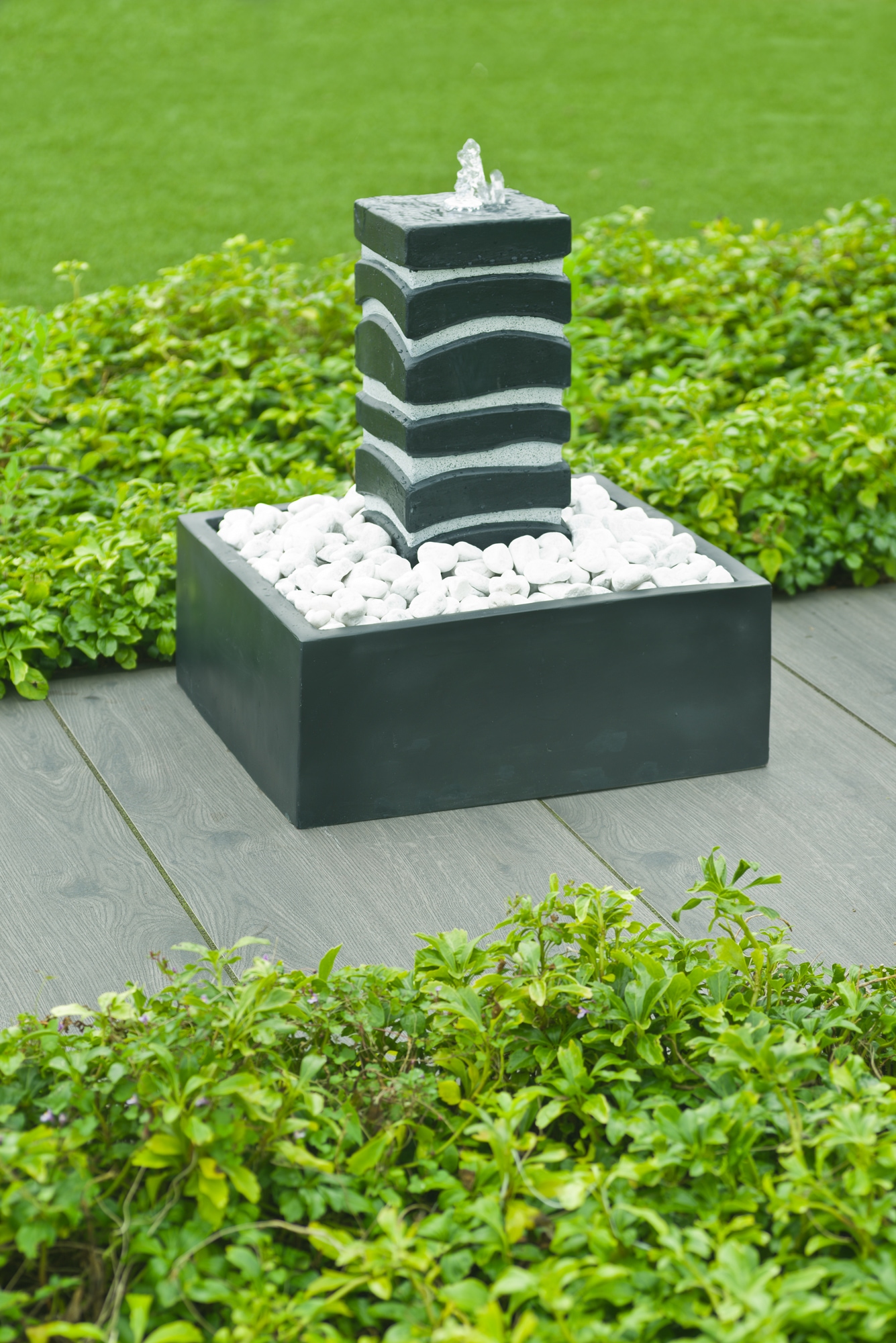 AcquaArte Gartenbrunnen »BORGO«, Wasserspiel Dekosäule mit LED in edler Marmoroptik