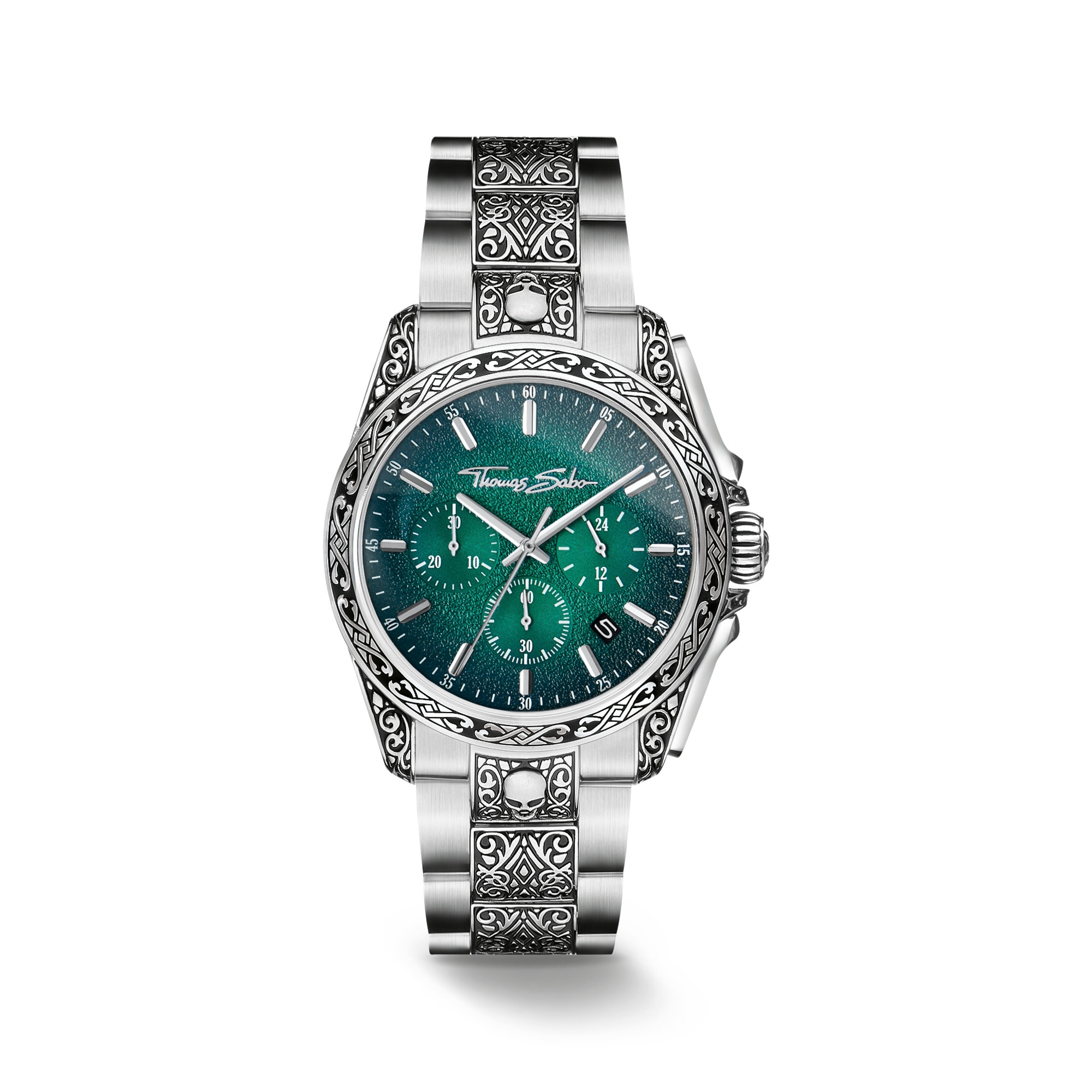 THOMAS SABO Chronograph »Engraved« Quarzuhr, Armbanduhr, Herrenuhr, Edelstahlarmband, analog, Tag