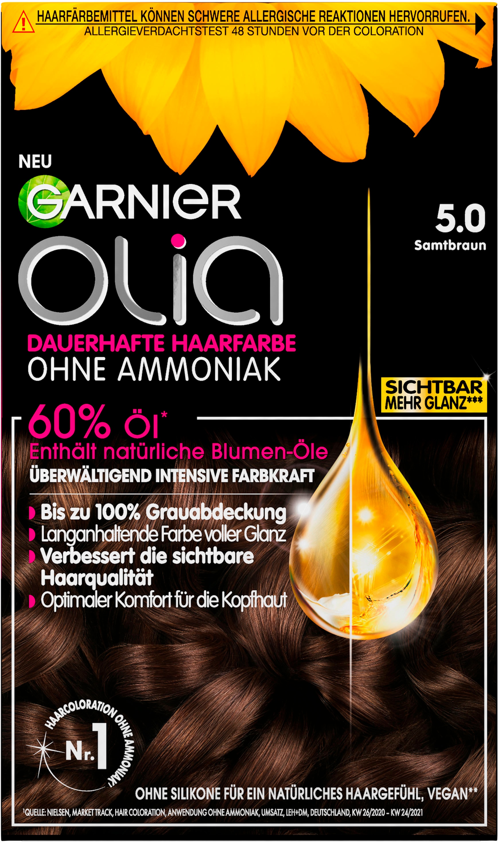 GARNIER Coloration »Garnier Olia dauerhafte Haarfarbe«, (Set, 3 tlg.), mit pflegender Formel