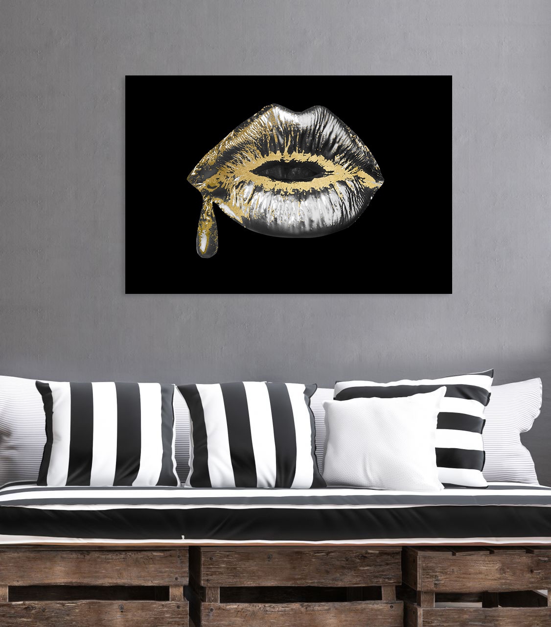 queence Acrylglasbild »Hathor«, Gesicht-Gemälde-Frau-Bilder von Frauen-Mode-Modern-Fashion-Magazincover, (1 St.), von Hand eingearbeitete Blattgold Applikationen