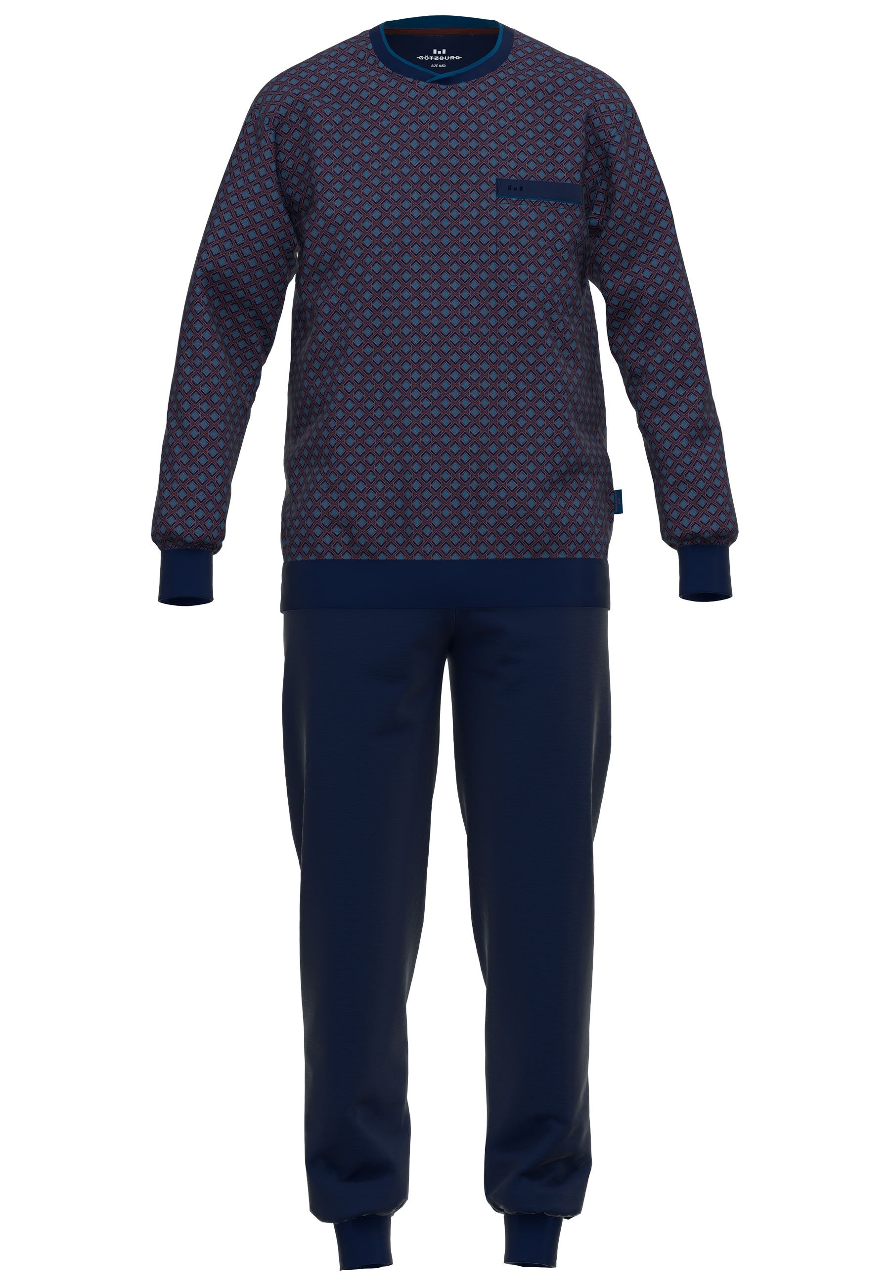GÖTZBURG Pyjama »Zartbitter«, (2 tlg.), Langarm, Rundhalsausschnitt, Brusttasche