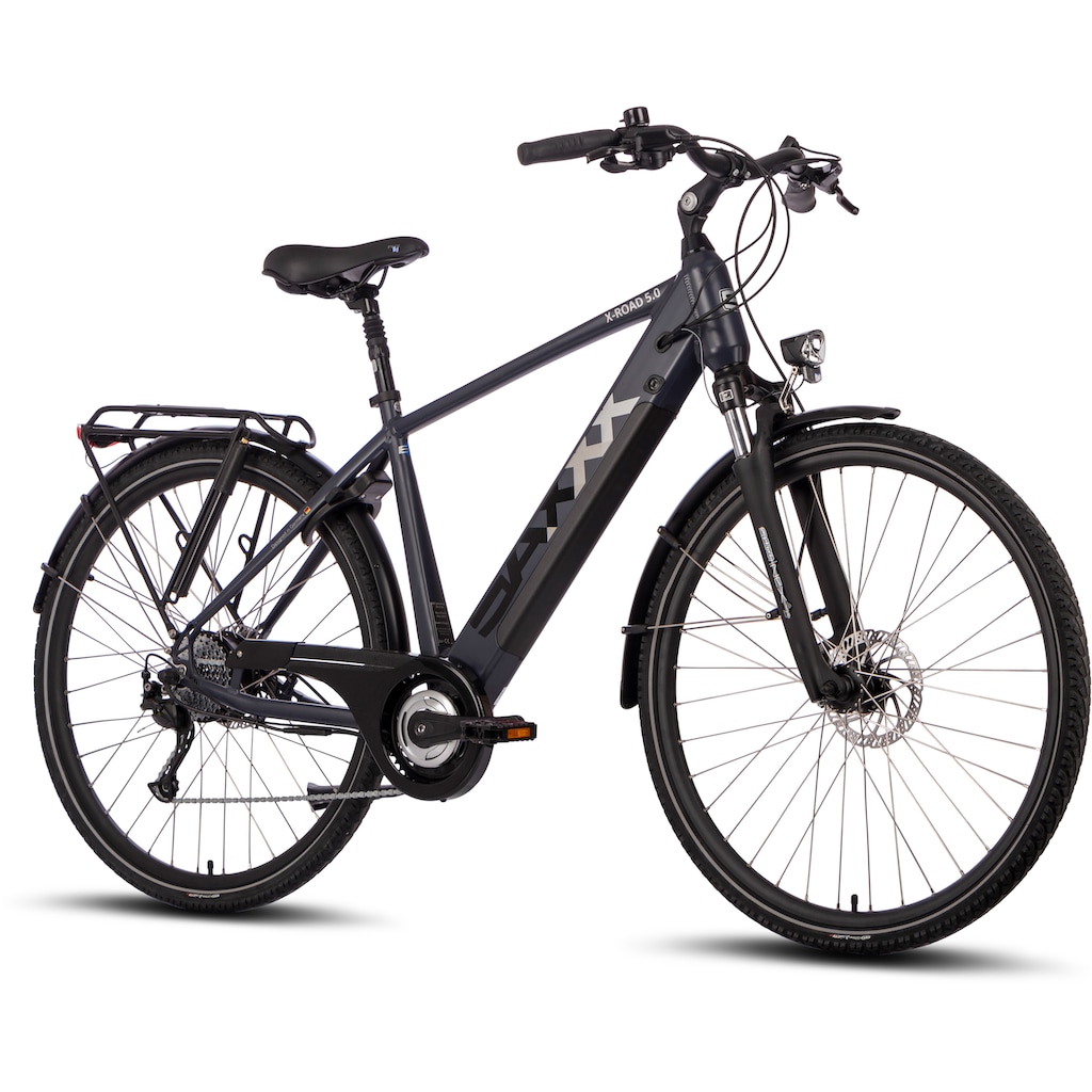 SAXXX E-Bike »X-ROAD 5.0«, 9 Gang, Heckmotor 250 W, (mit Akku-Ladegerät)