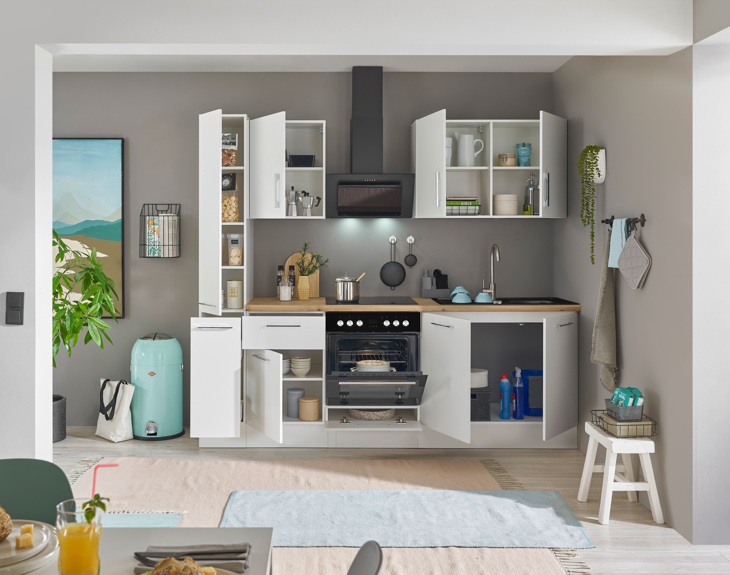 BASIC by Balculina Küchenzeile »Turin«, Breite 240 cm, wahlweise mit E-Geräten