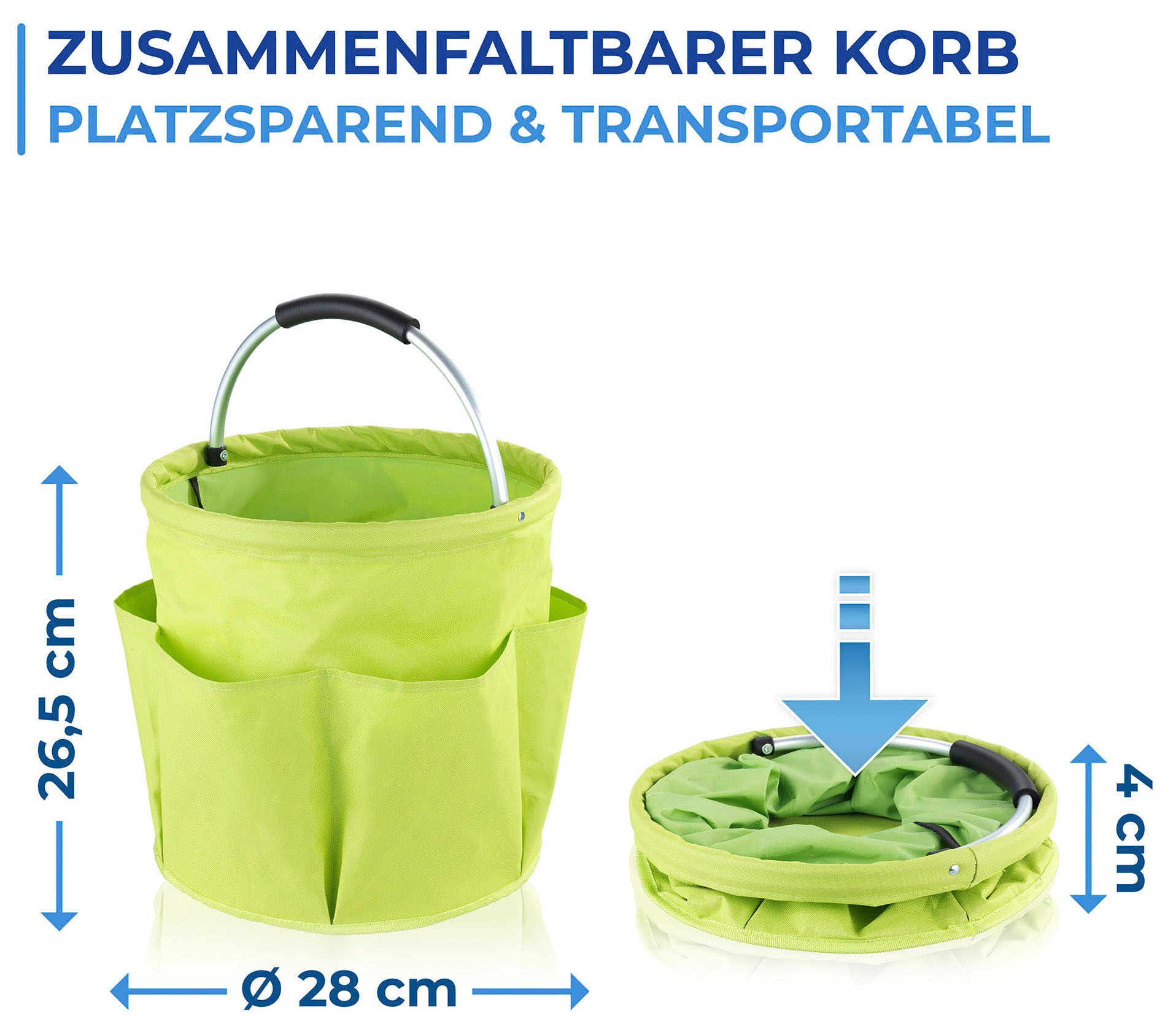 Maximex Gartensack, Aufbewahrungskorb mit 6 Taschen für Gartenwerkzeug