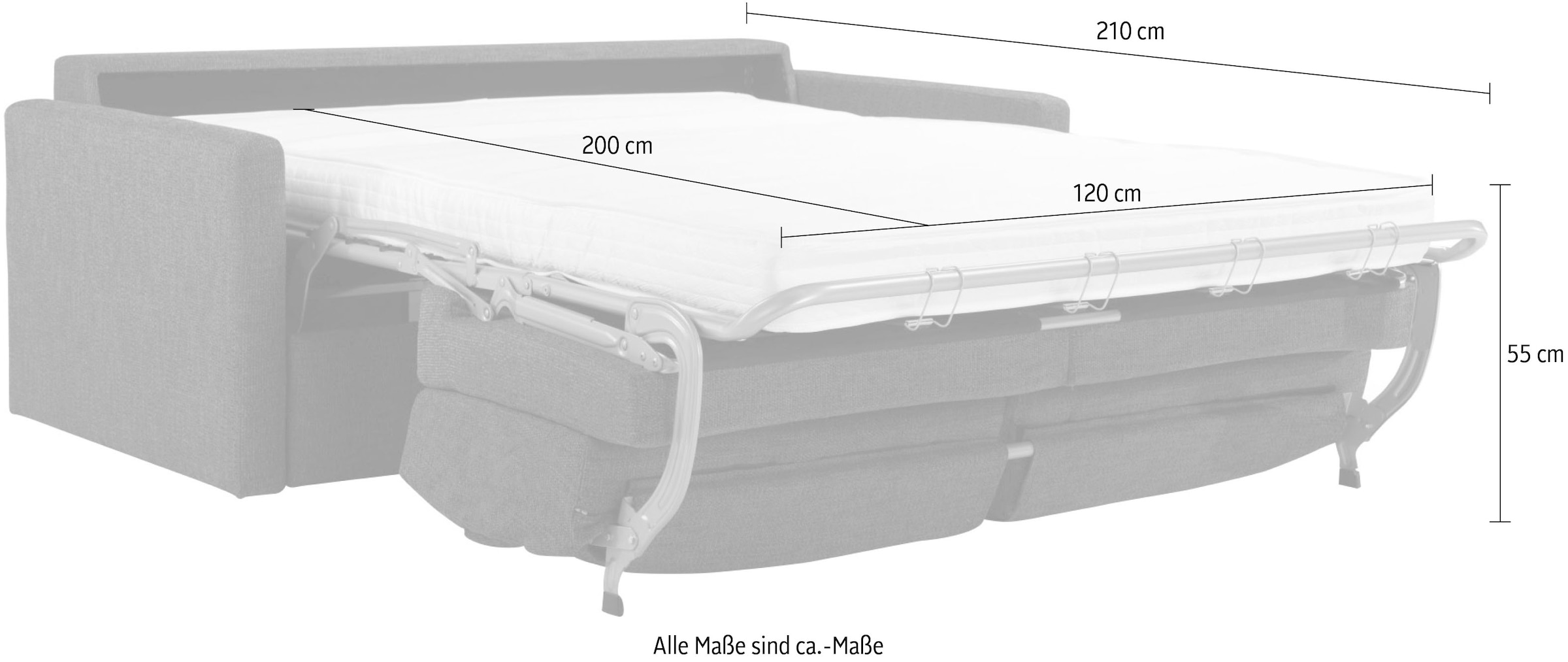 Places of Style Schlafsofa »Goldpoint 162 cm, Dauerschläfer, Liegefläche 120/200cm,«, 2-Sitzer mit Bettfunktion, Bonell-Federkernmatratze