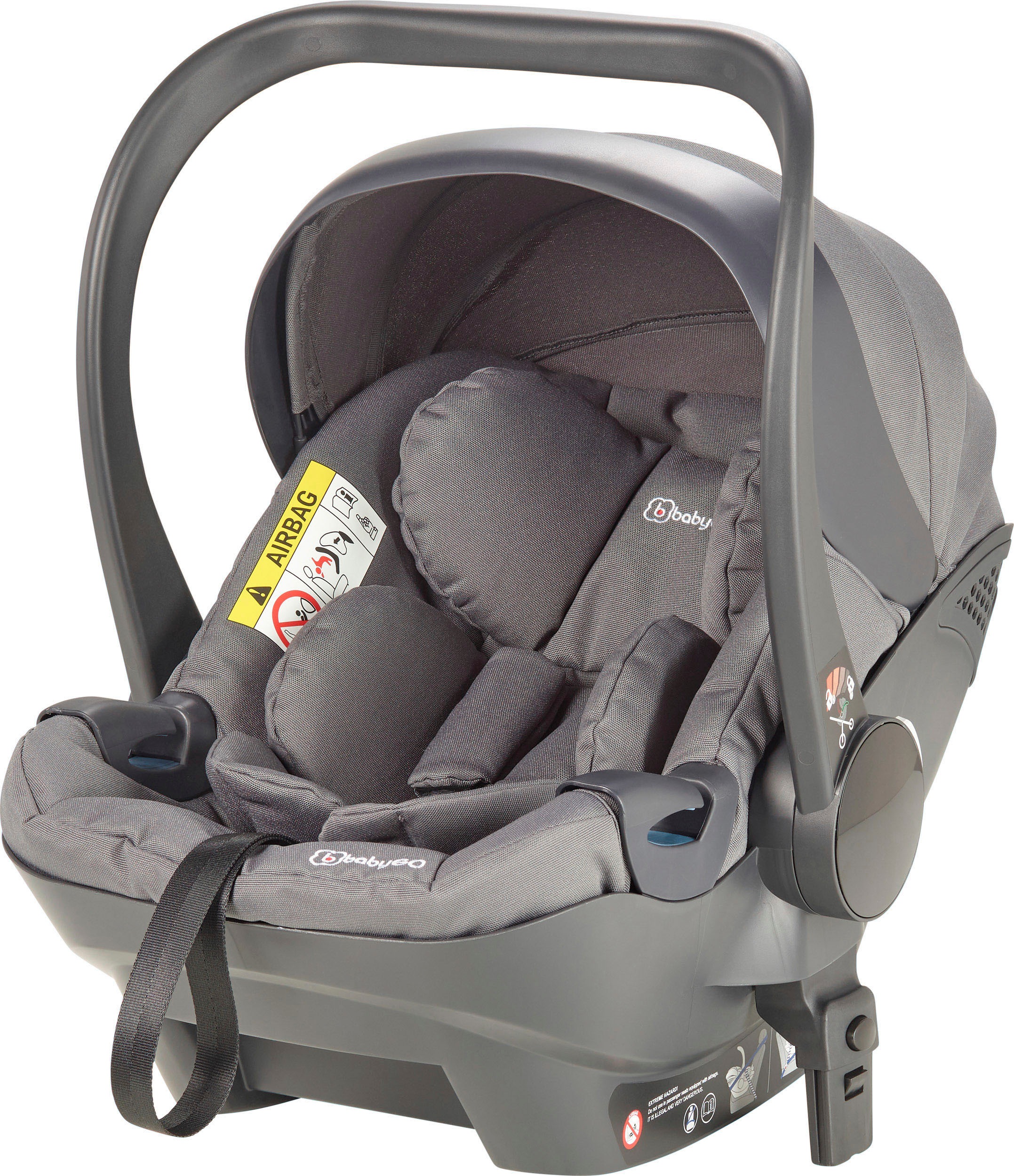BabyGo Zwillings-Kombikinderwagen »Duo Ultra Set, grau«, inkl. 2 Babyschalen, 2 Isofix Base, Wickeltasche u. 2 Regenhauben