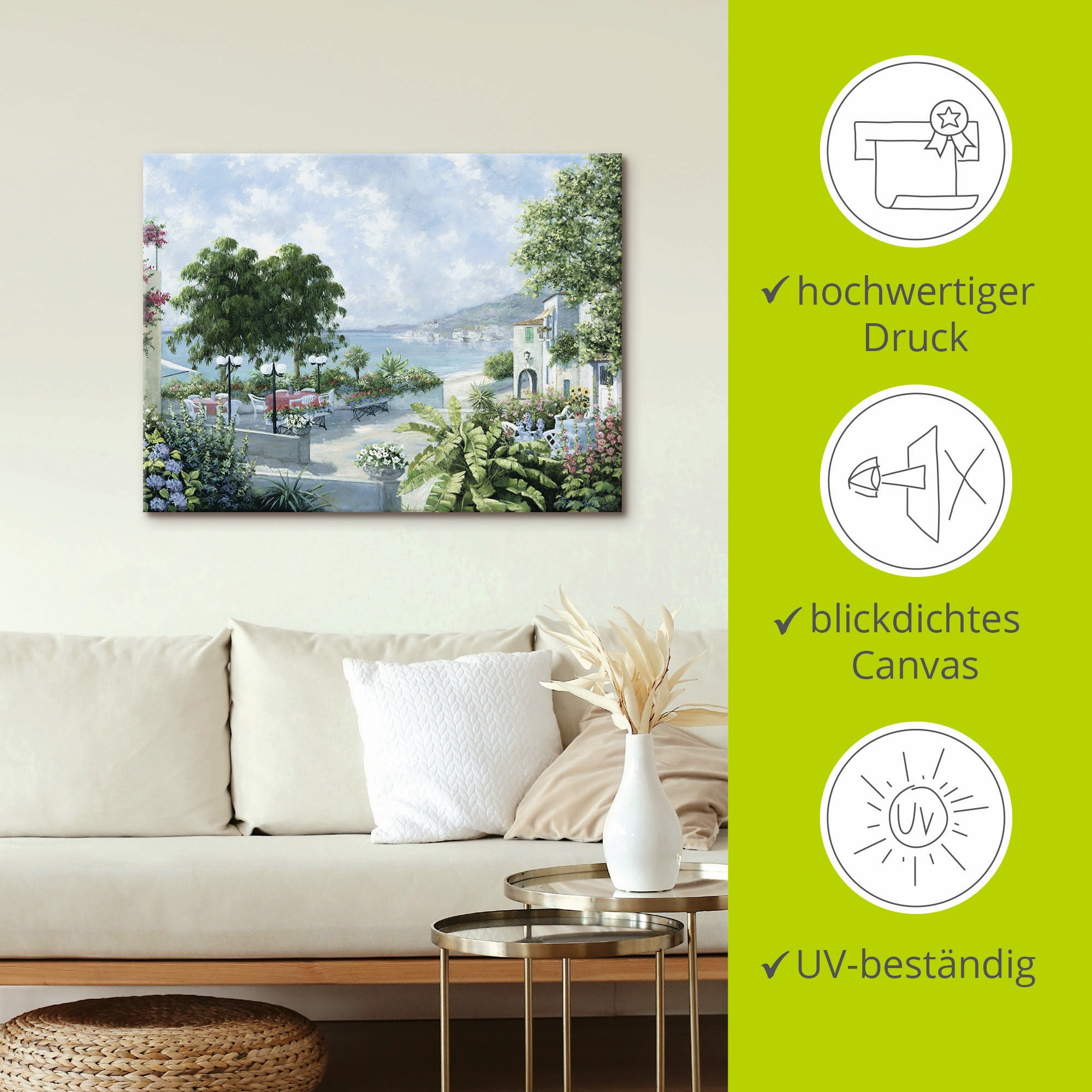 Artland Leinwandbild »Ozeansicht« Garten 1 Stk. tlg. auf Holzrahmen gespannt