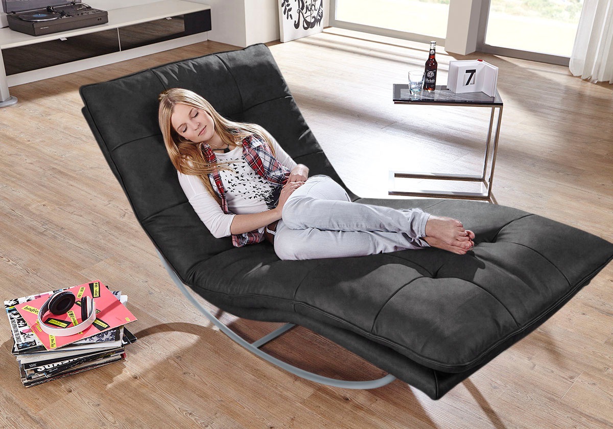 W.SCHILLIG Relaxliege »daily dreams«, in Waffelkissen-Optik, Schaukelgestell silber matt, in 2 Breiten