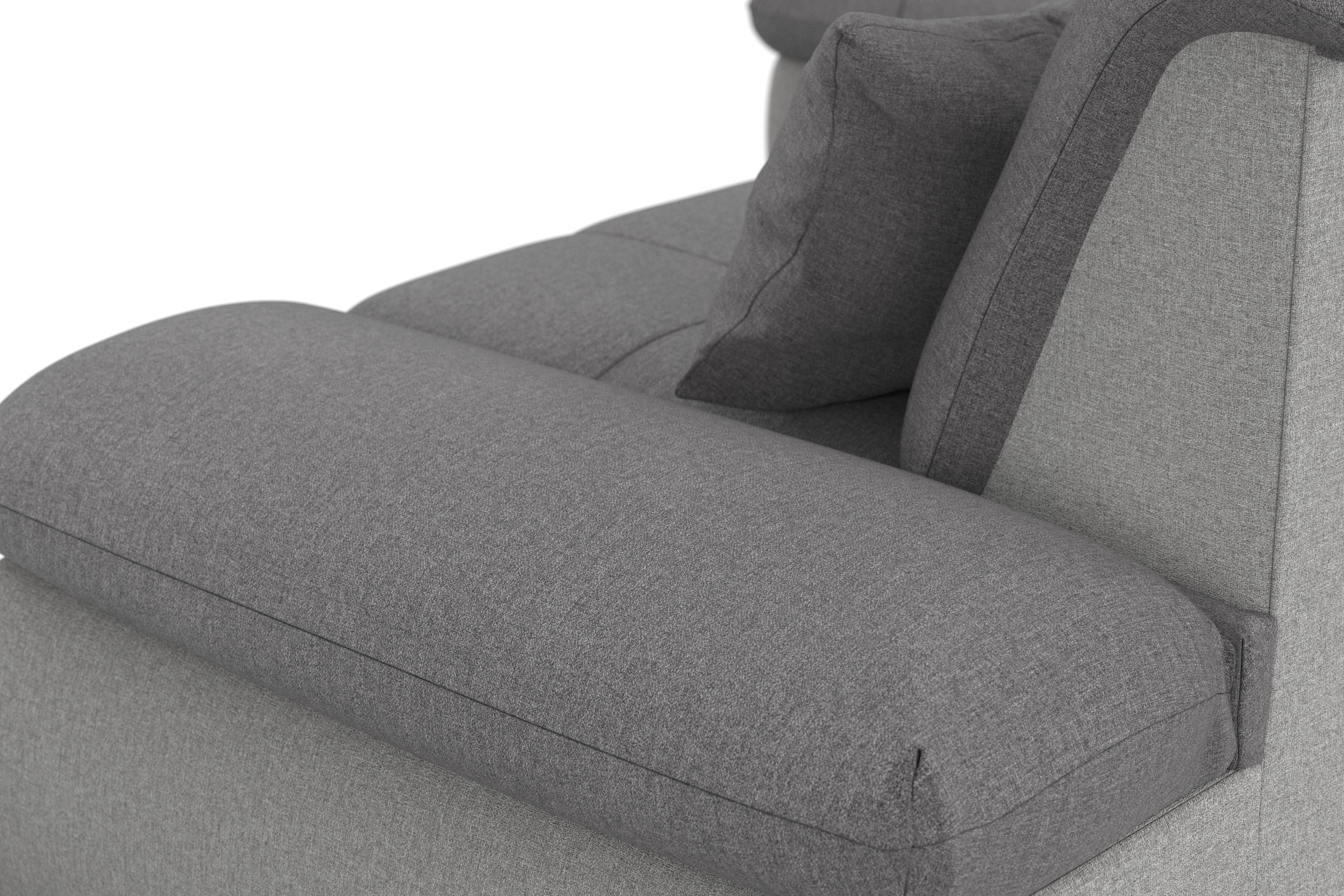 DOMO collection Ecksofa »Moric, L-Form, XXL-Sofa - Breite 300cm«, wahlweise mit Bettfunktion und Armteilverstellung, silber/grau