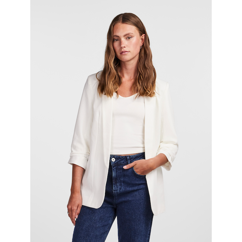 PIECES Blusenblazer »PCBOSELLA 3/4 BLAZER NOOS« mit Faltendetail am Ärmel Cloud Dancer M M Damen-Blazer von PIECES