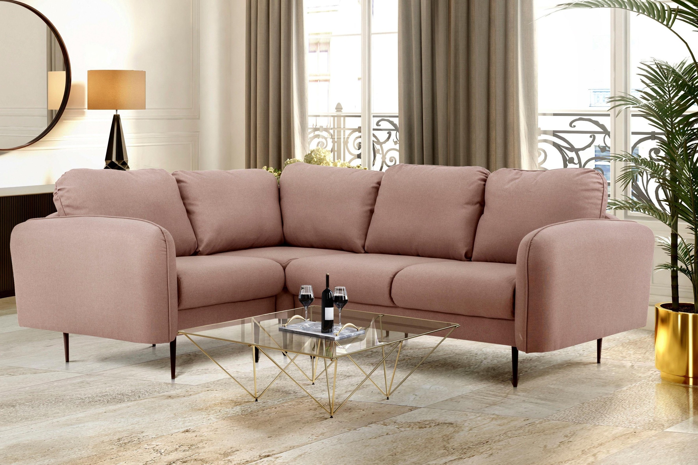 Home affaire Ecksofa »Skidi L-Form« mit losen Rückenkissen und Keder oben a günstig online kaufen