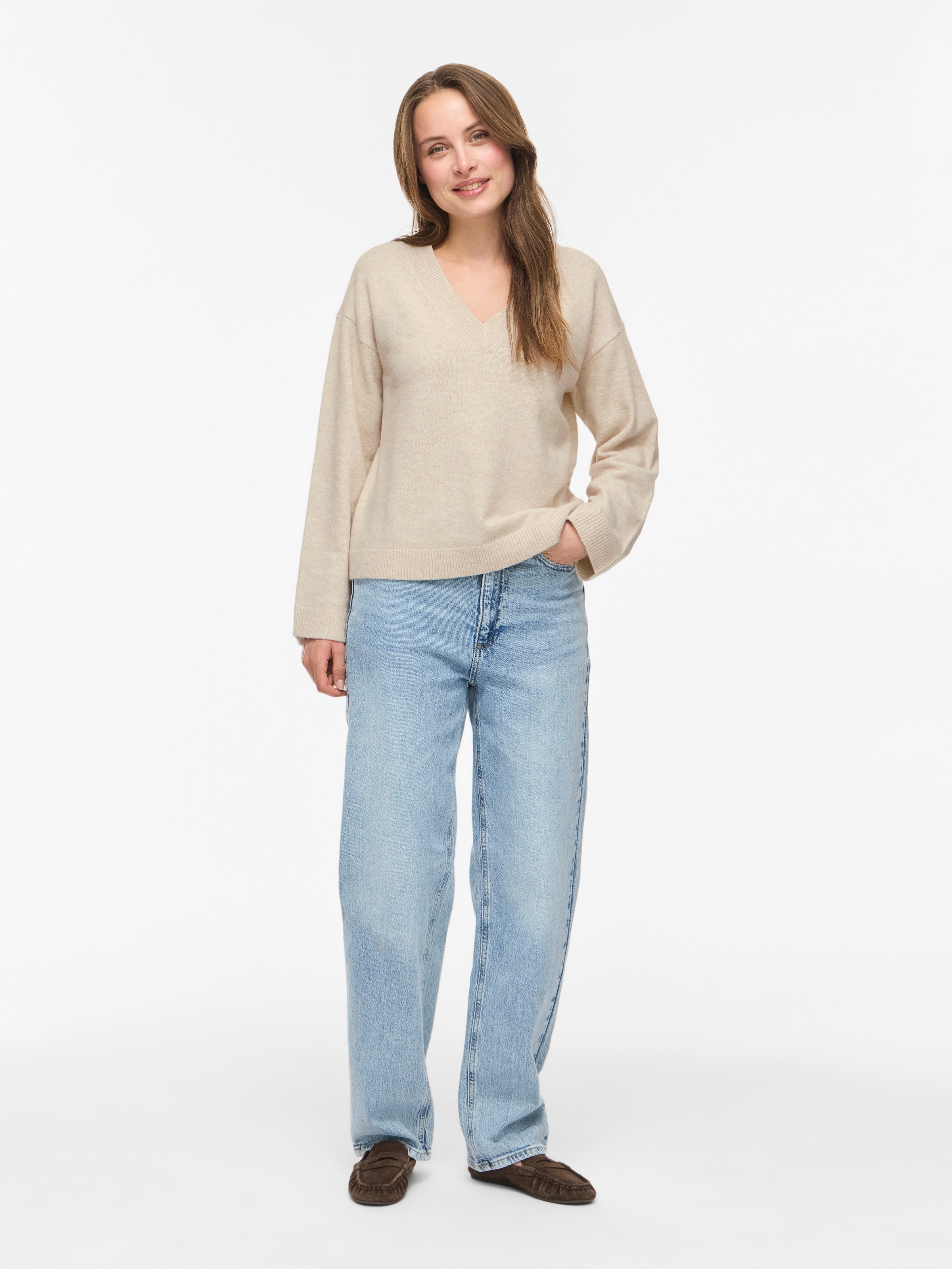 Vila Strickpullover »VILIGA L/S REV V-NECK KNIT TOP - NOOS« Regular Fit, aus Materialmix mit elastischen Eigenschaften
