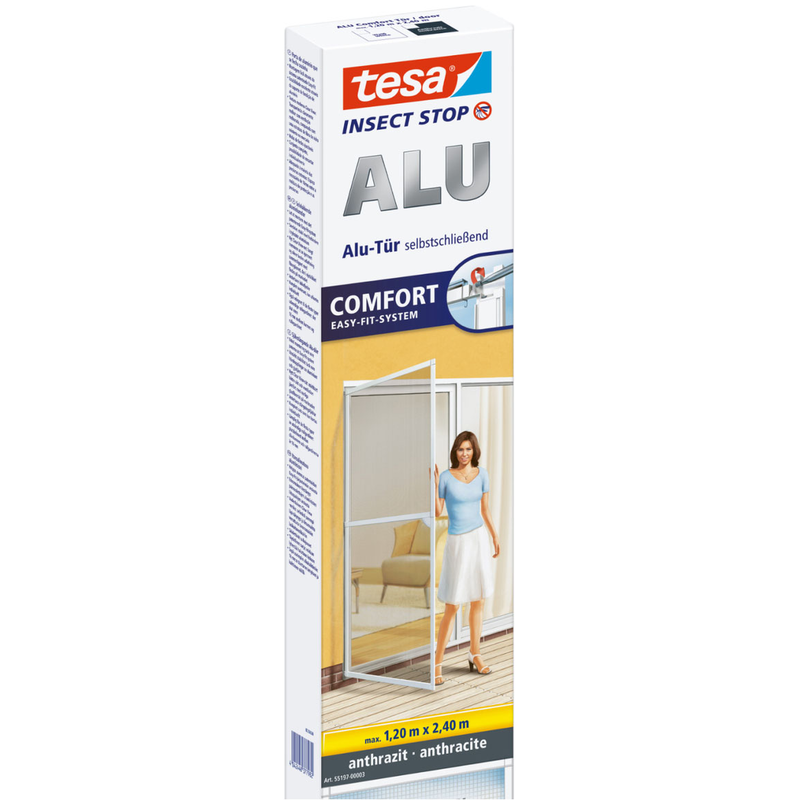TESA Insektenschutz-Tür »Insect Stop ALU Comfort Fliegengitter für Türen - 1.2 m : 2.4 m« Packung, Fliegennetz, Aluminiumrahmen, 1 Stk. tlg....