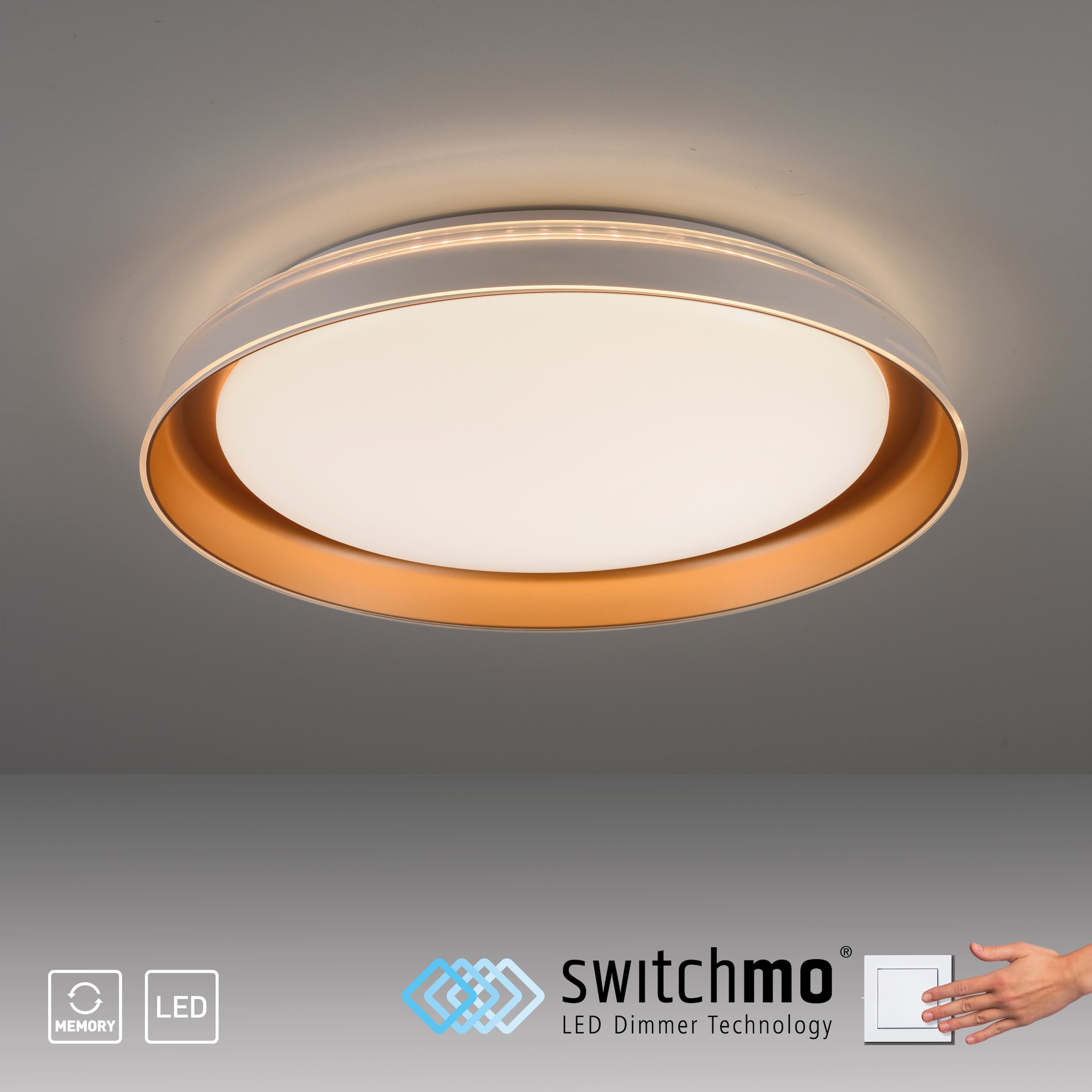 JUST LIGHT Deckenleuchte »SATI«, 1 flammig, Leuchtmittel LED-Board | LED fest integriert, LED, dimmbar, Switchmo, Memory, nach Trennung vom Netz
