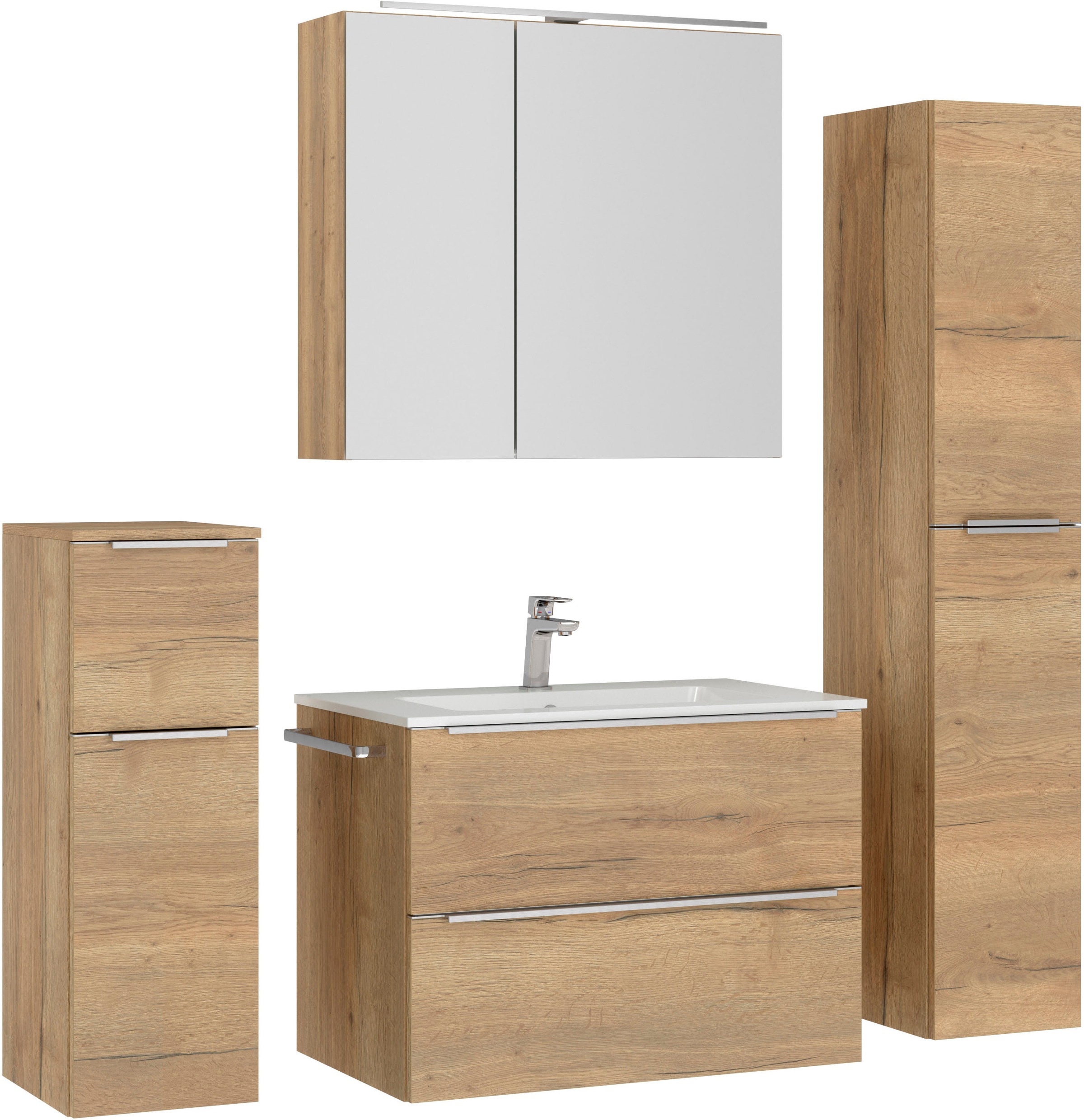 nobilia® Badmöbel-Set »Levere« vormontiert, mit Soft-Close, 4 Stk. tlg. günstig online kaufen