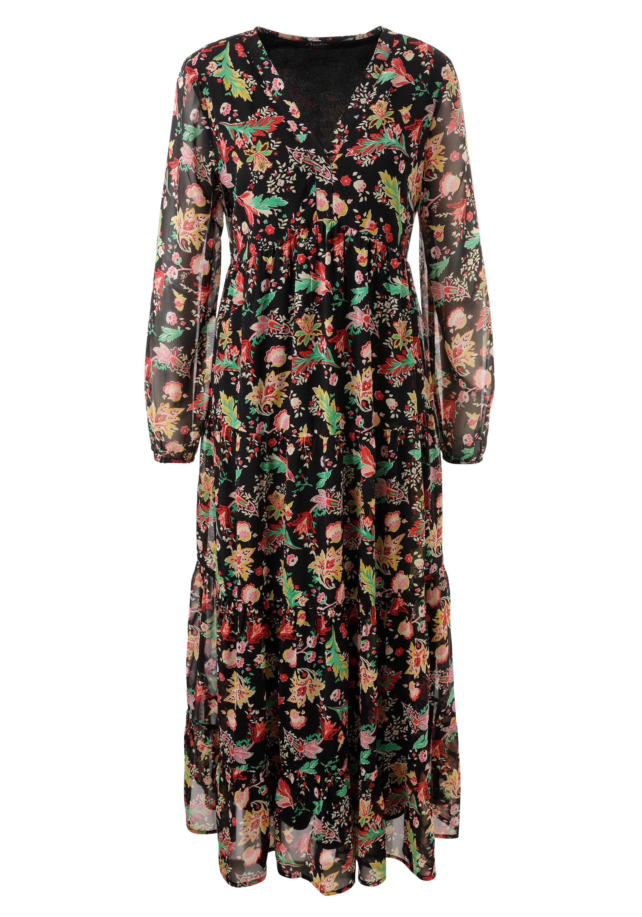 Aniston CASUAL Maxikleid, mit farbenfrohem Blumendruck - jedes Teil ein Unikat - NEUE KOLLEKTION