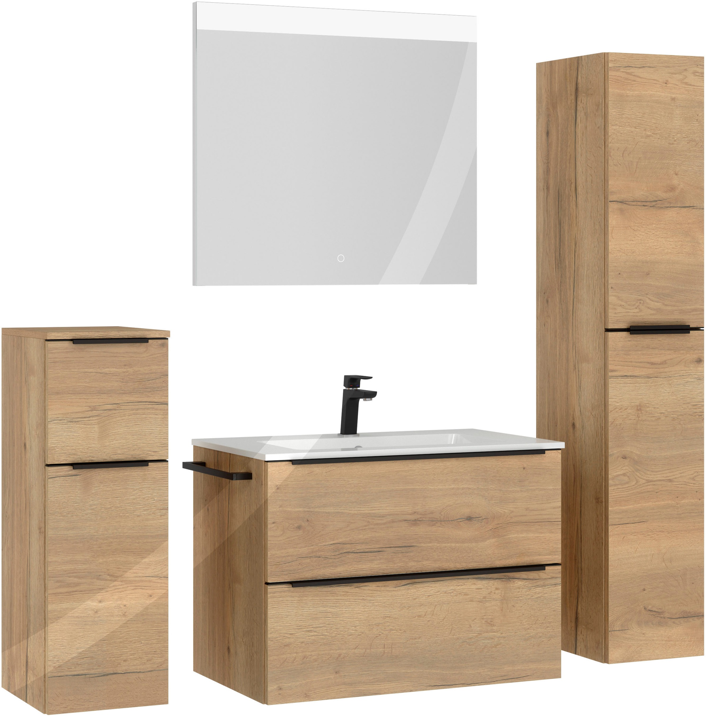 nobilia® Badmöbel-Set »Levere« vormontiert, mit Soft-Close, 4 Stk. tlg. günstig online kaufen