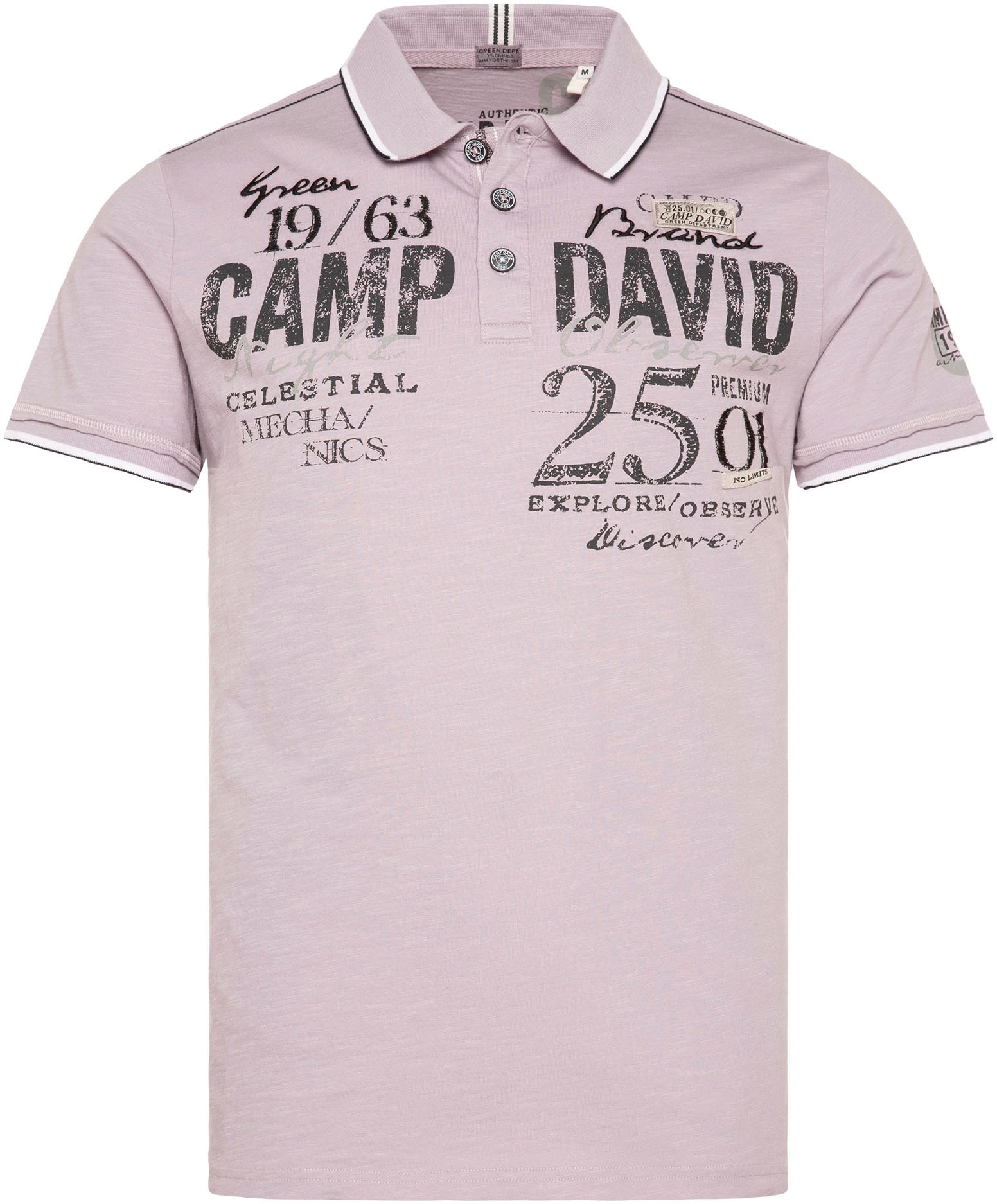 Print, Stickereien Patches CAMP DAVID mit online Poloshirt, und Logo bei