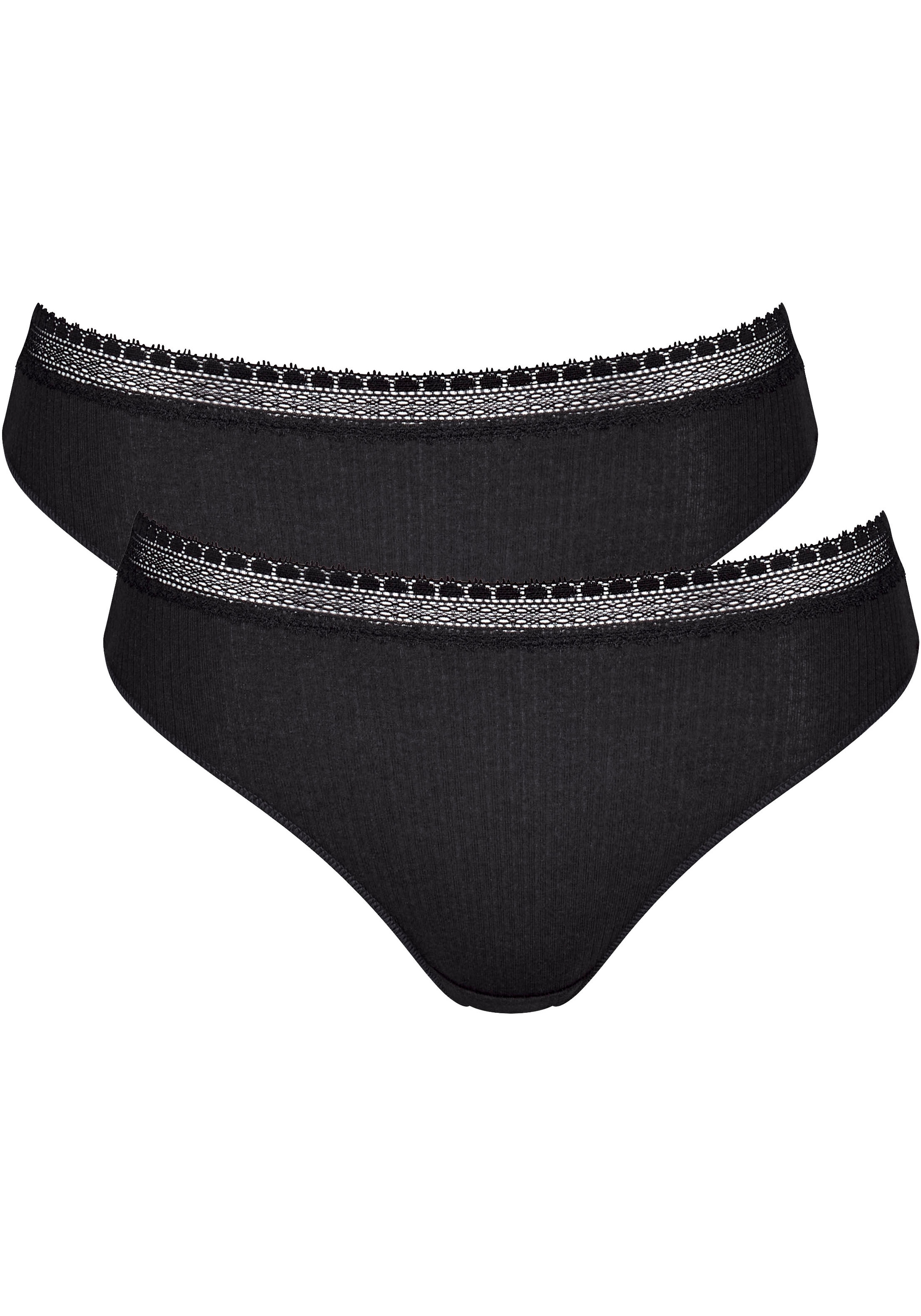 sloggi Slip »GO Ribbed R Tai C2P«, (2er Pack), weiche Rippware mit Spitzenbesatz