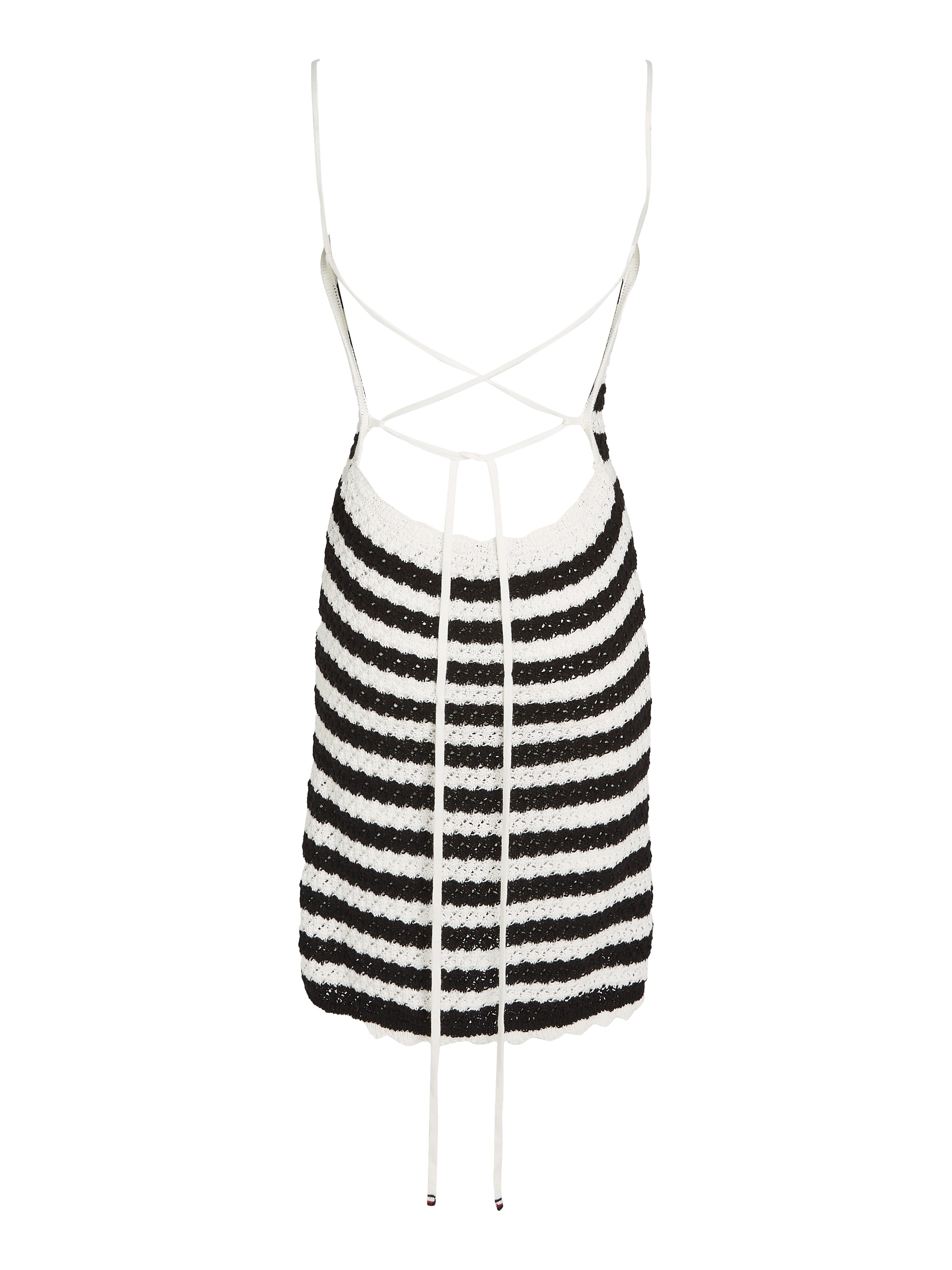 Tommy Jeans Spaghettikleid »TJW CROCHET STRIPE DRESS«, mit Bindeband am Rücken