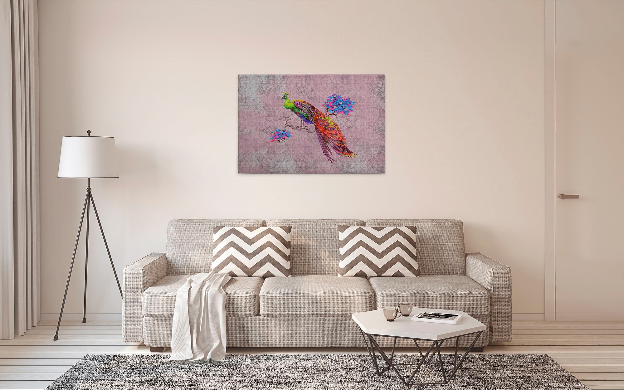 A.S. Création Leinwandbild »peacock«, Kunst-Tiere-Kinder, (1 St.), Keilrahmen Bild Bunt Pfau Leinwand-Bild Wohnzimmer modern Wandbild