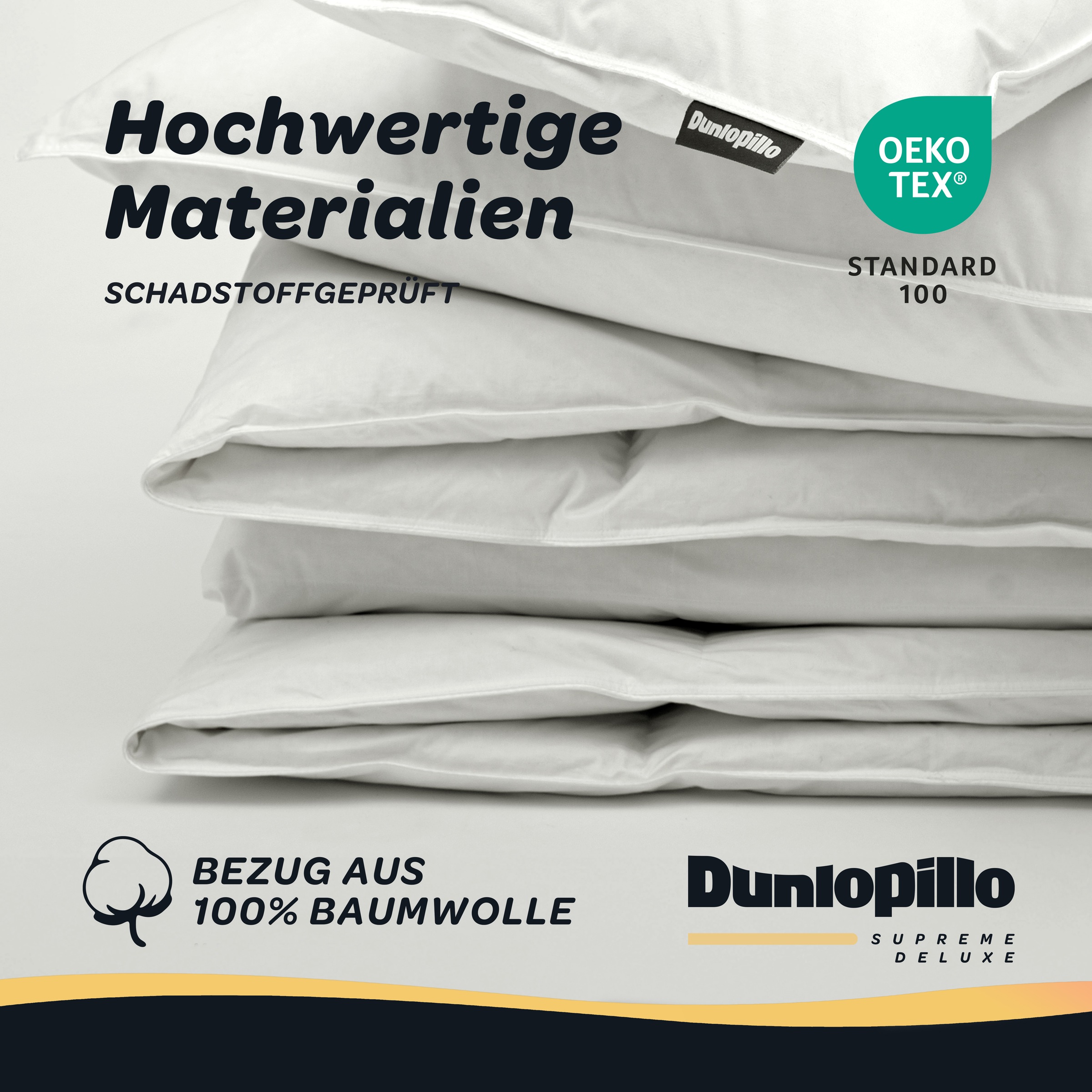 Dunlopillo Gänsedaunenbettdecke »Dunlopillo Supreme Deluxe, "NEUHEIT" in Größe 135x220 & 155 220 cm« normal Füllung 90% Gänsedaunen & 10% Federn 1 Stk. tlg. Hergestellt in Deutschland & Downpass zertifiziert, NOMITE
