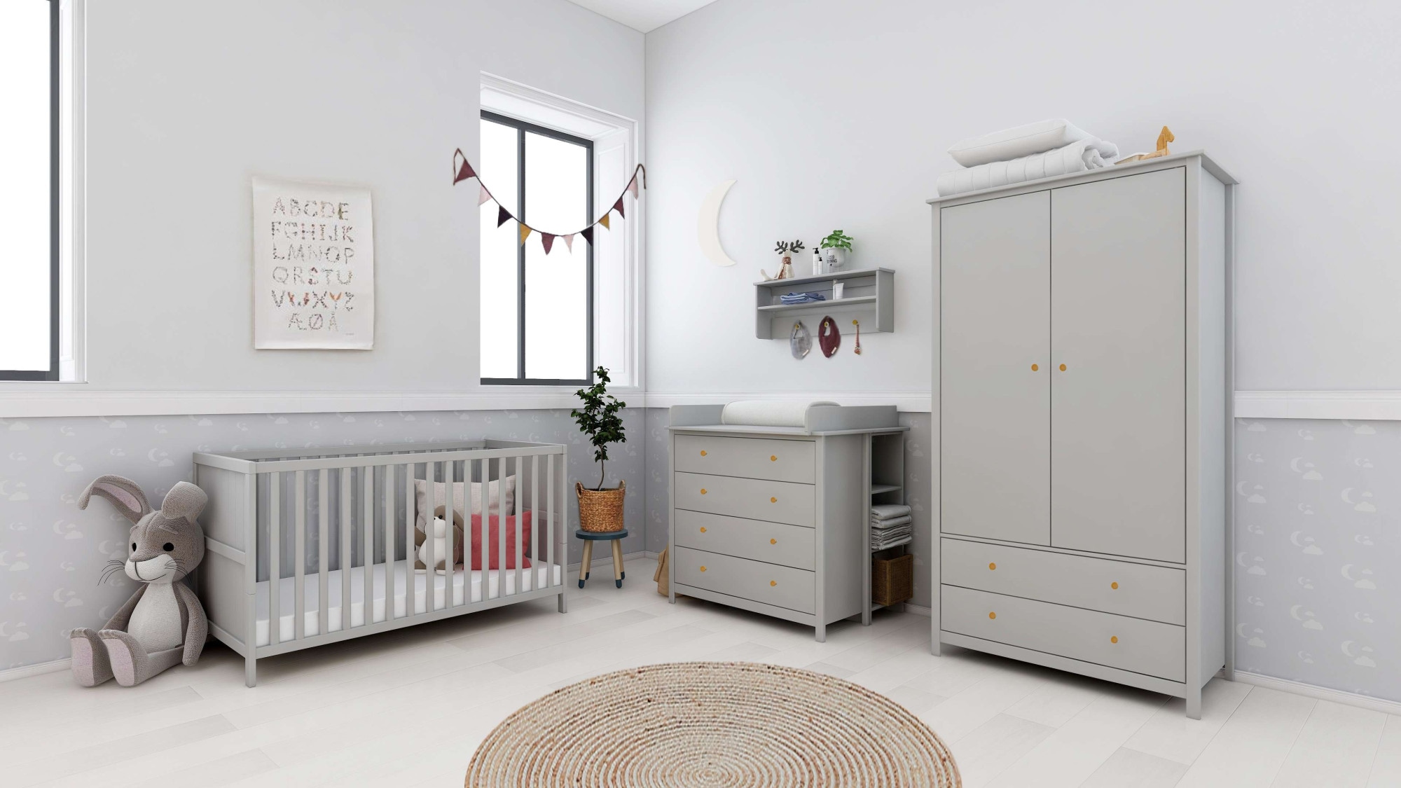 Babybett »Luna Gitterbett, Kinderbett, Höhenverstellung,«, Mit glatten Endplatten,...