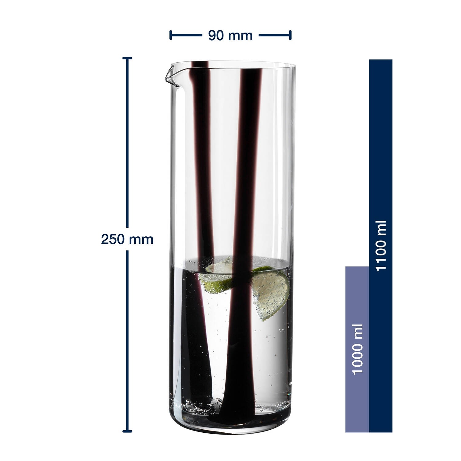 LEONARDO Wasserkrug »BANDA NERA, Krug, 1 Liter« in konischer Form, mit Farbglasstreifen