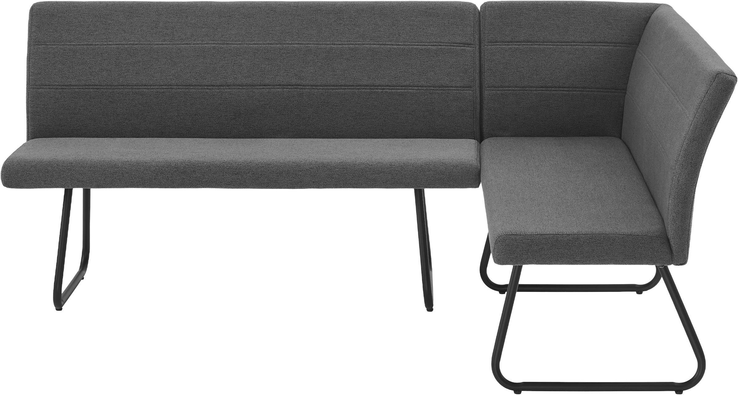 OTTO home Eckbankgruppe »Stevian« Set, 1 ausziehbarer Esstisch + 1 Eckbank Recamiere links + 2 Stühle, 4 Stk. tlg. Holz, Strukturstoffbezug, Freischwingerstühle, gesteppten Bänken