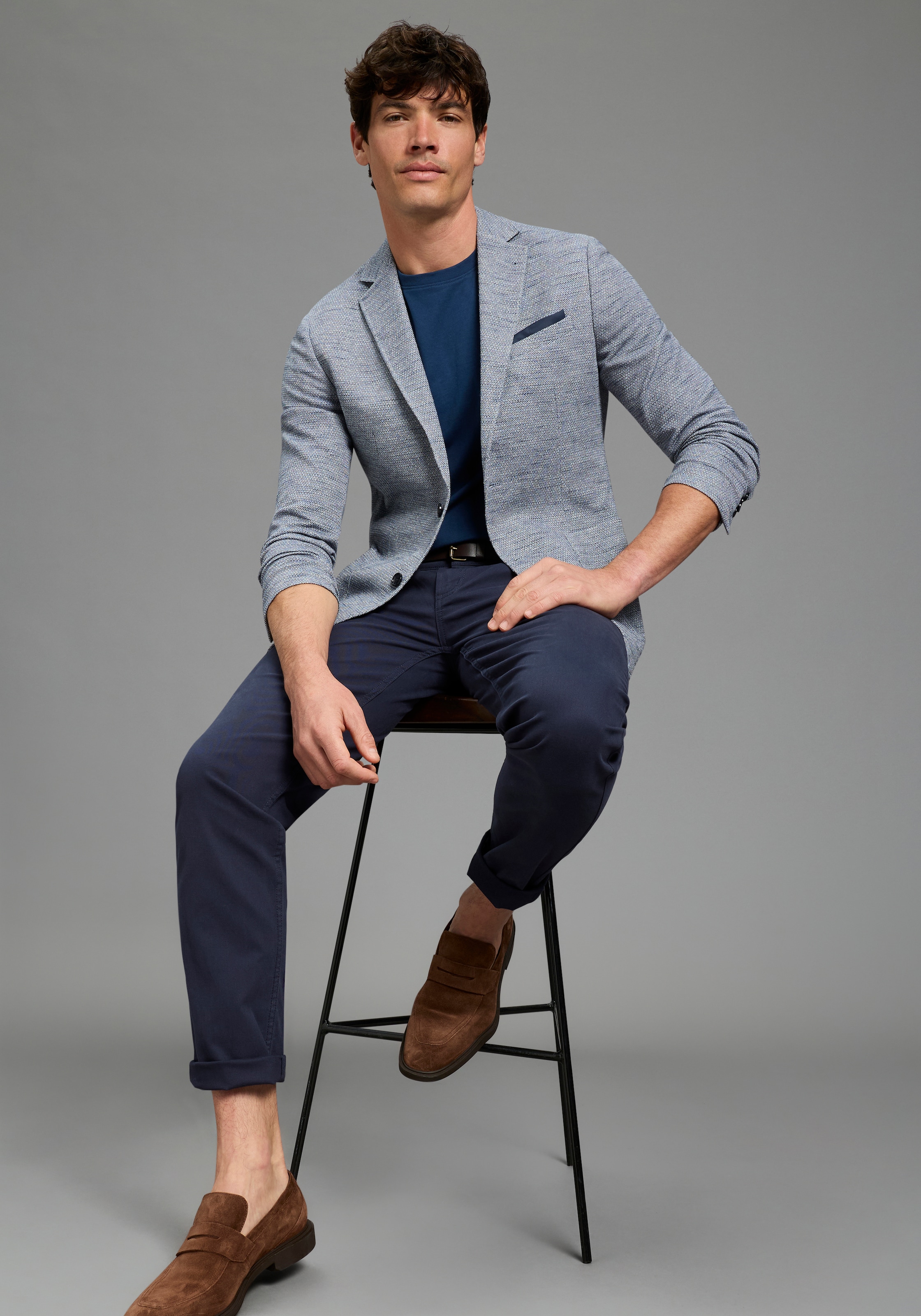 Bruno Banani Sakko mit Reverskragen, melierte Optik, Slim Fit Passform