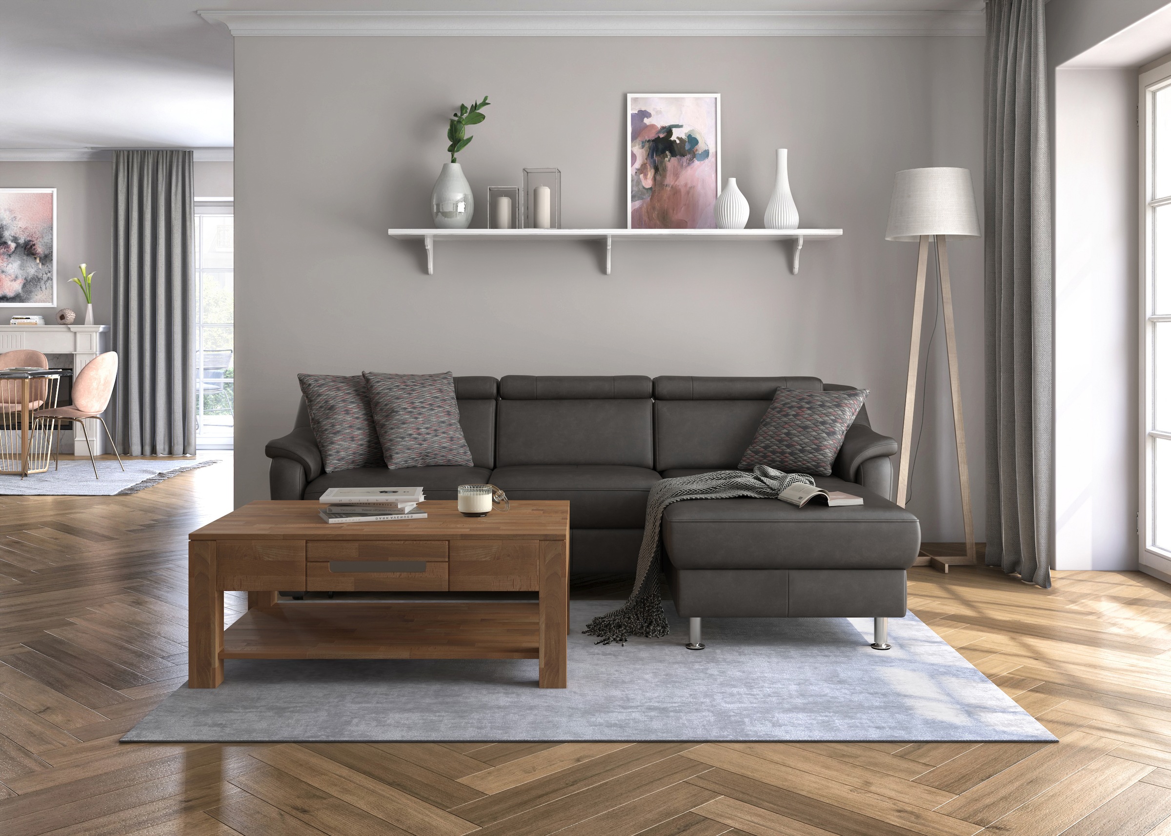 sit&more Ecksofa »Freetown L-Form«, inklusive Kopfteilverstellung und komfortablem Federkern