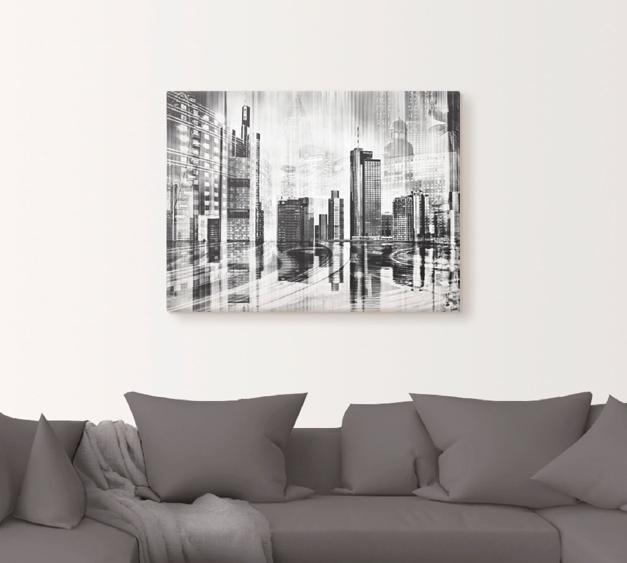 Artland Wandbild »Frankfurt Skyline Collage 01«, Deutschland, (1 St.), als Leinwandbild, Wandaufkleber in verschied. Größen