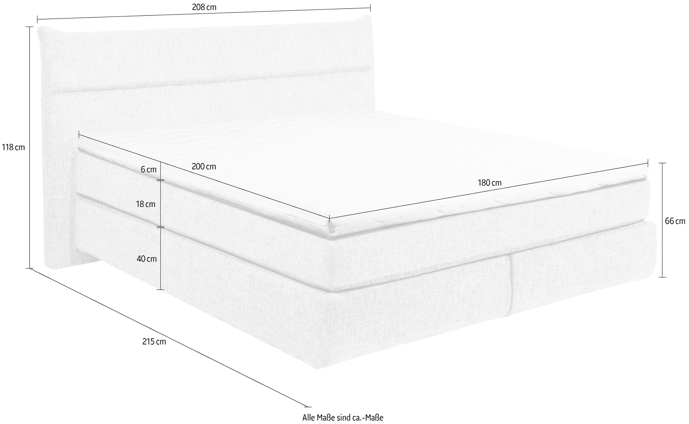 ED EXCITING DESIGN Boxspringbett »Zandvoort«, mit Wendematratze, 180x200cm