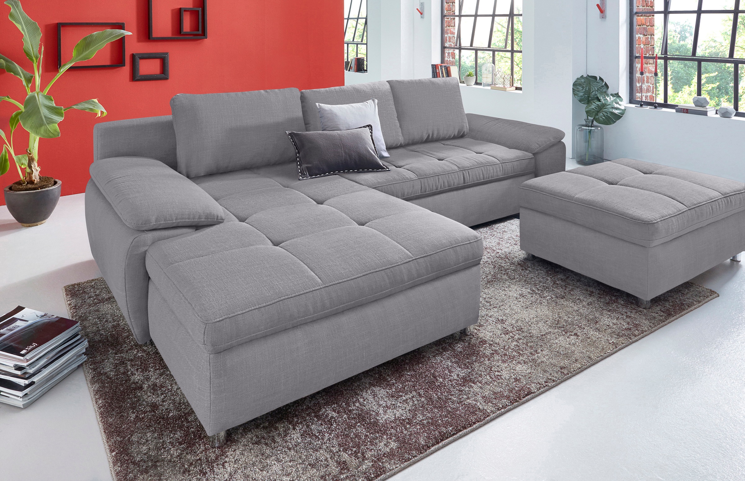 sit&more Ecksofa Labene, wahlweise mit Bettfunktion und Bettkasten, inkl. Rückenkissen