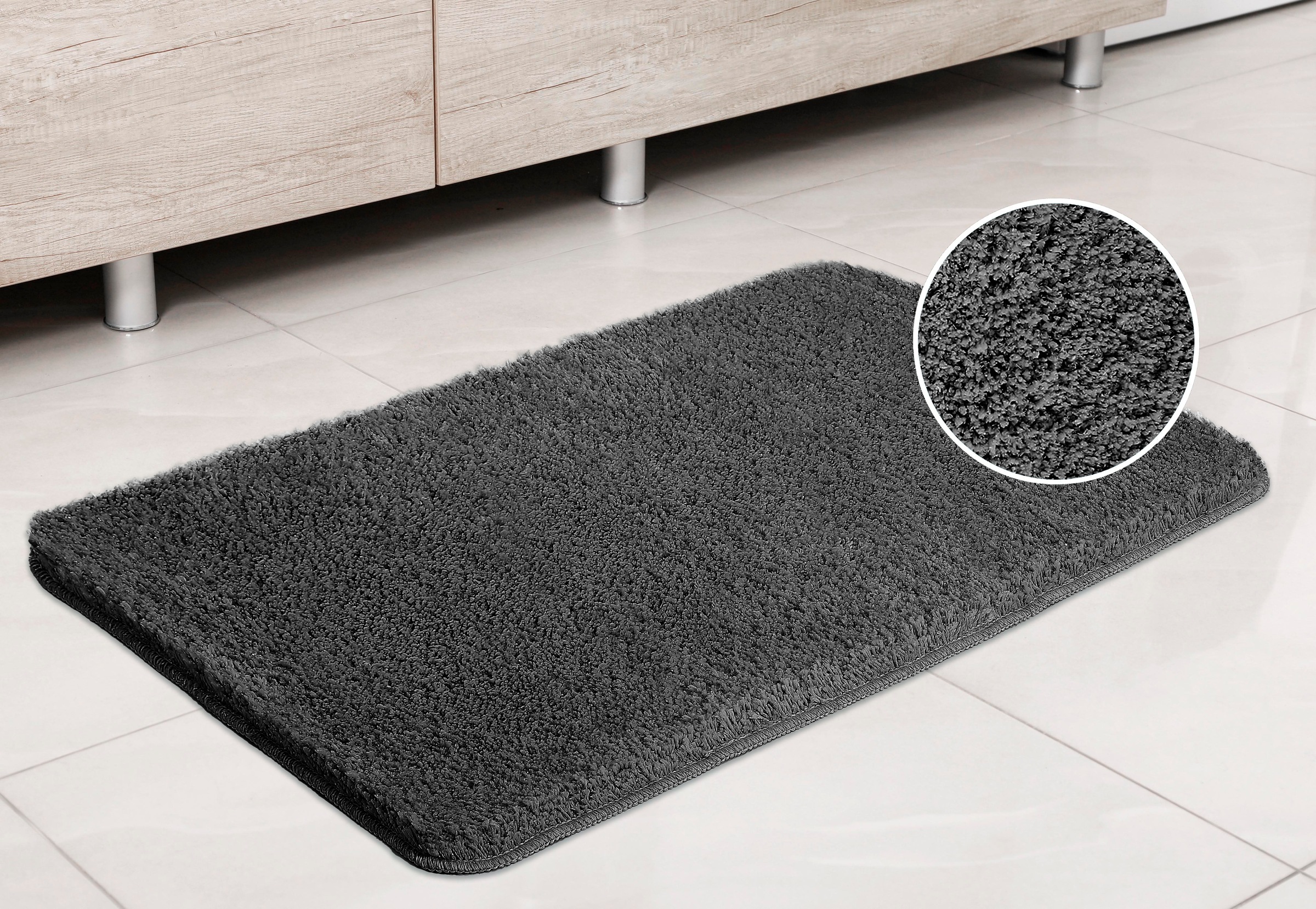 my home Badematte »Glitzer«, rutschhemmend beschichtet, fußbodenheizungsgeeignet-schnell trocknend-strapazierfähig, Badteppich, Akzente durch Glitzer-Garn