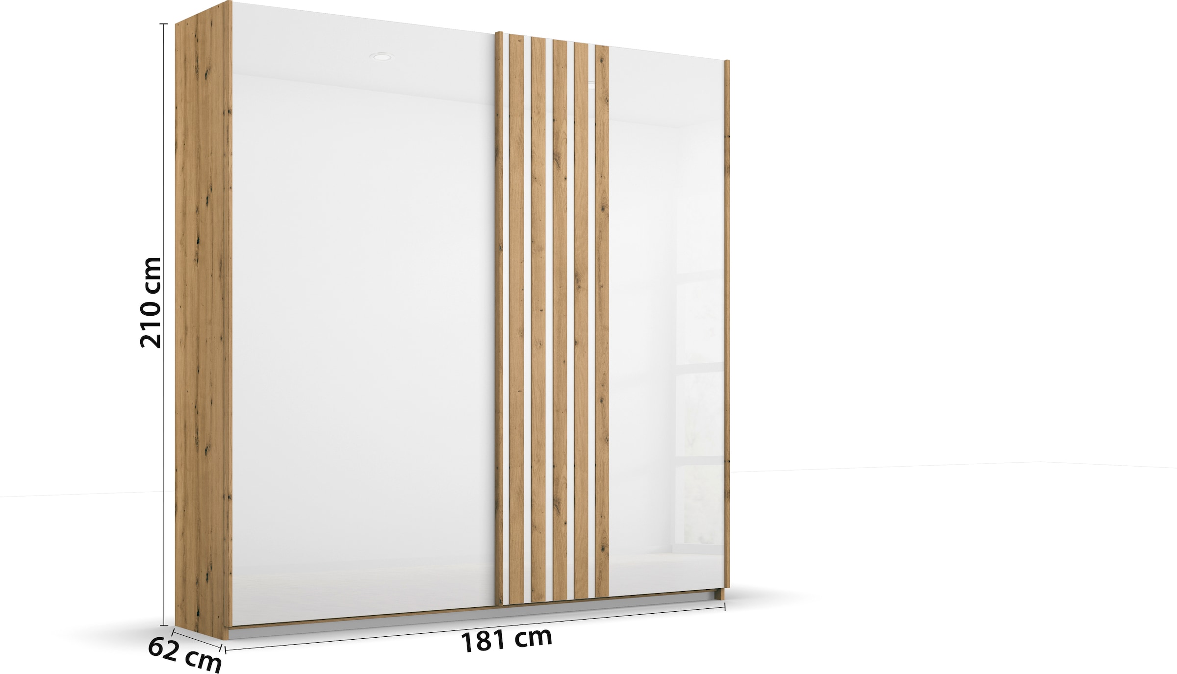rauch Schwebetürenschrank »Mosbach«, in moderner Lamellen-Optik und Glasfront