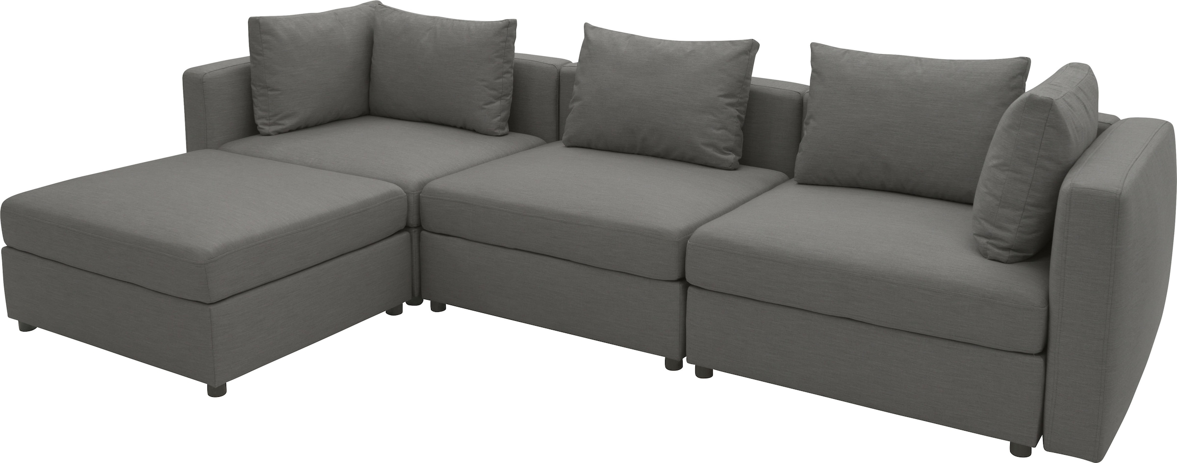 DOMO collection Ecksofa »Solskin, individuell erweiterbar/kombinierbar L-Form«, mit losen Kissen. Rücken- und Seitenteile als Stecksystem.