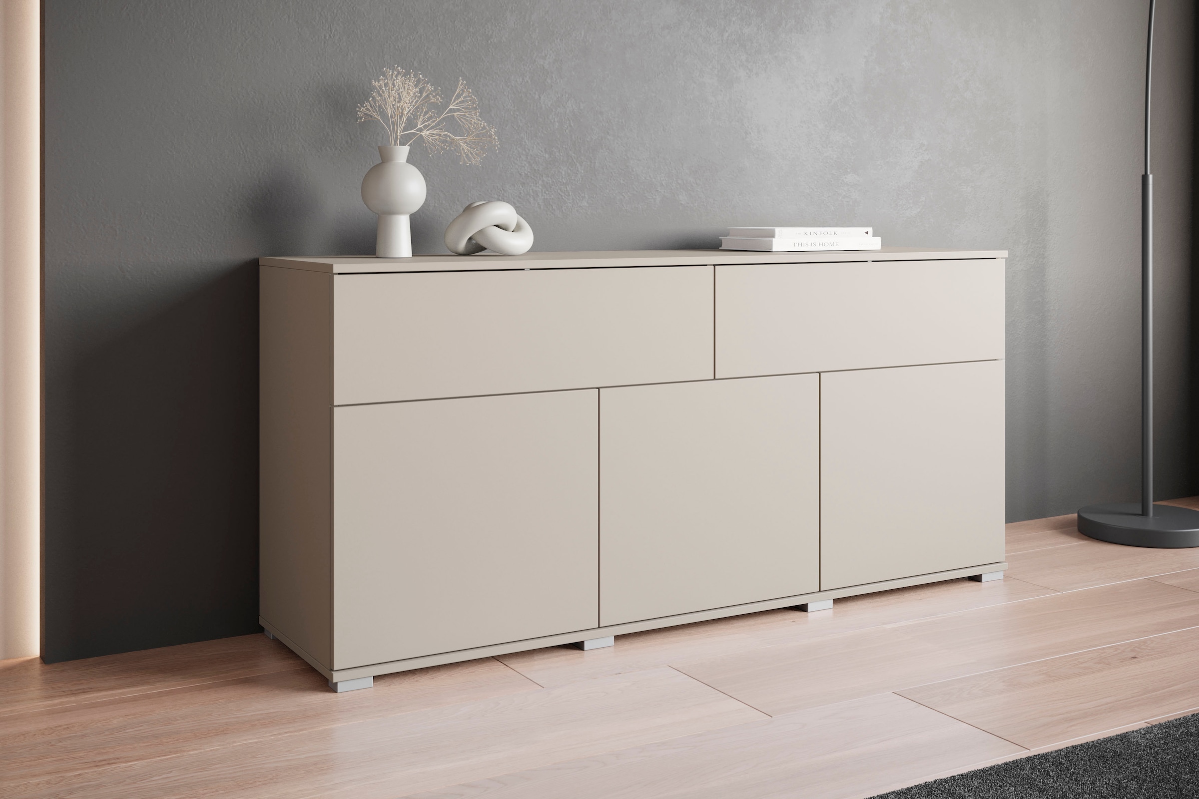 OTTO home Sideboard »Kenia, Kommode mit 3 Türen und 2 Schubladen, 150 cm breit« 1 Stk. tlg. Griffloses Design mit Push-to-Open und verstellbaren Einlegeböden
