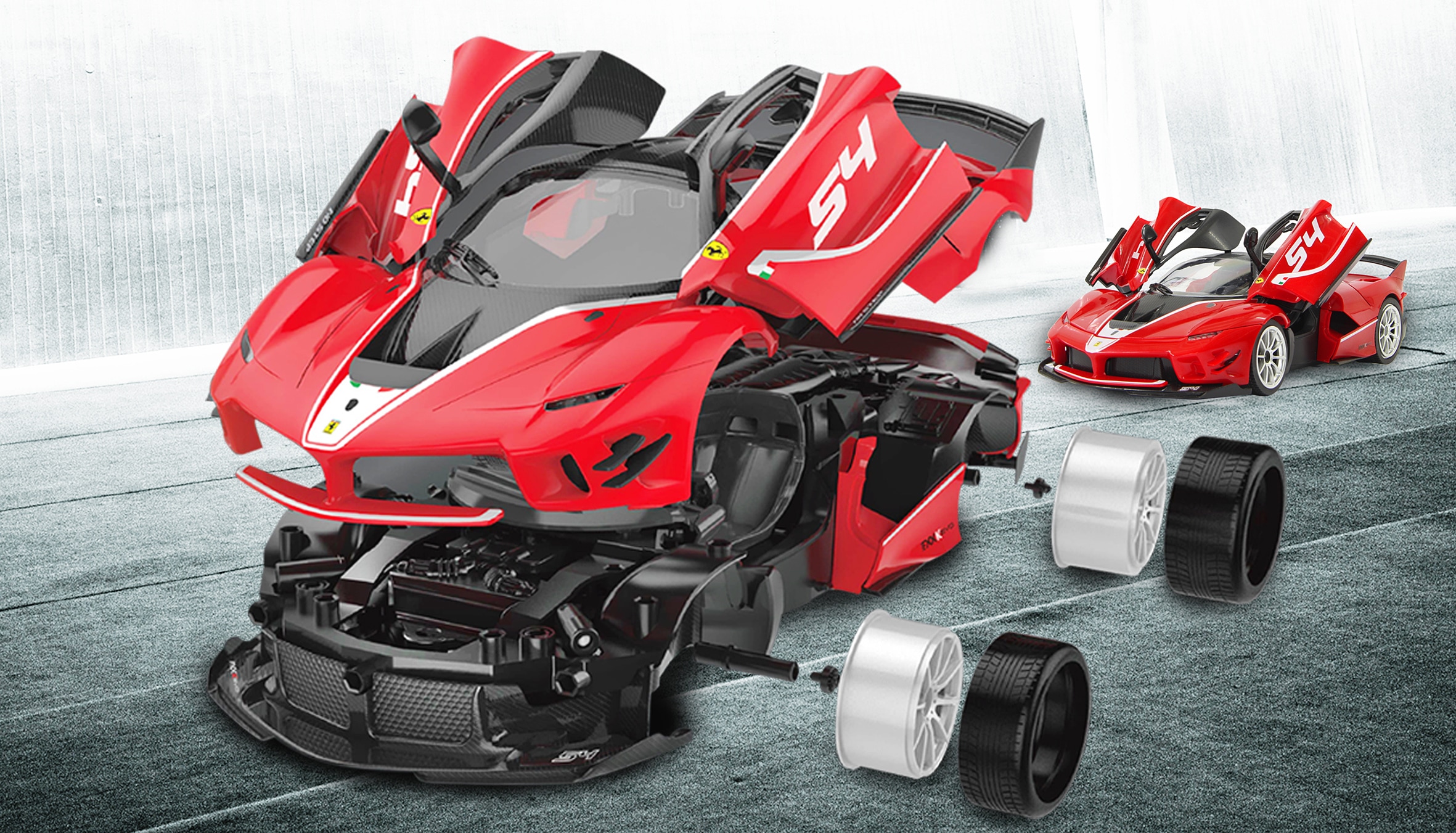 Jamara Modellbausatz »Ferrari FXX K Evo 1:18, rot - 2,4 GHz«, 1:18