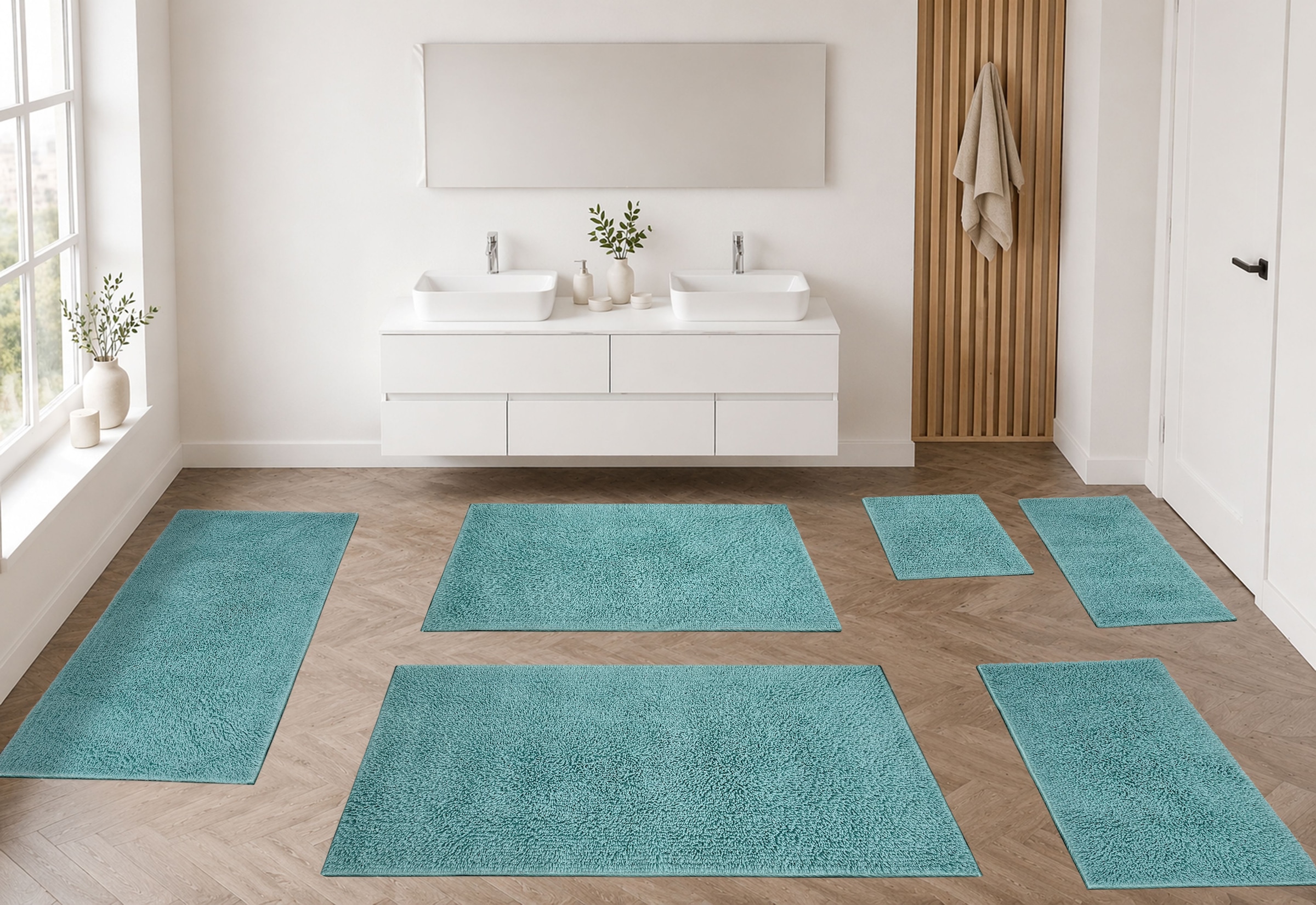 OTTO home Badematte »Xennia, Badvorleger, Badezimmer Teppich, Duschvorleger« Höhe 28 mm rutschhemmend beschichtet schnell trocknend Badteppich, Uni Farben, vielseitig kombinierbar