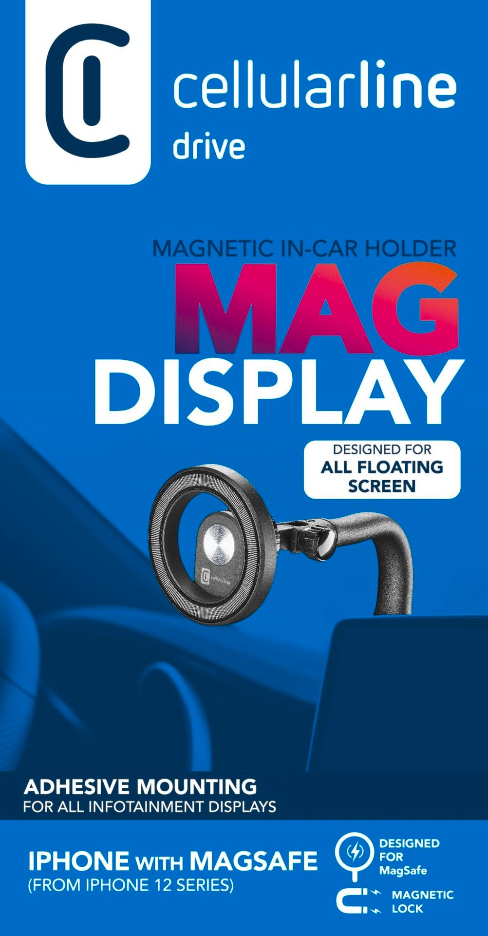 Cellularline Handy-Halterung »MAG Display Car Holder«, zur Befestigung am Fahrzeugdisplay