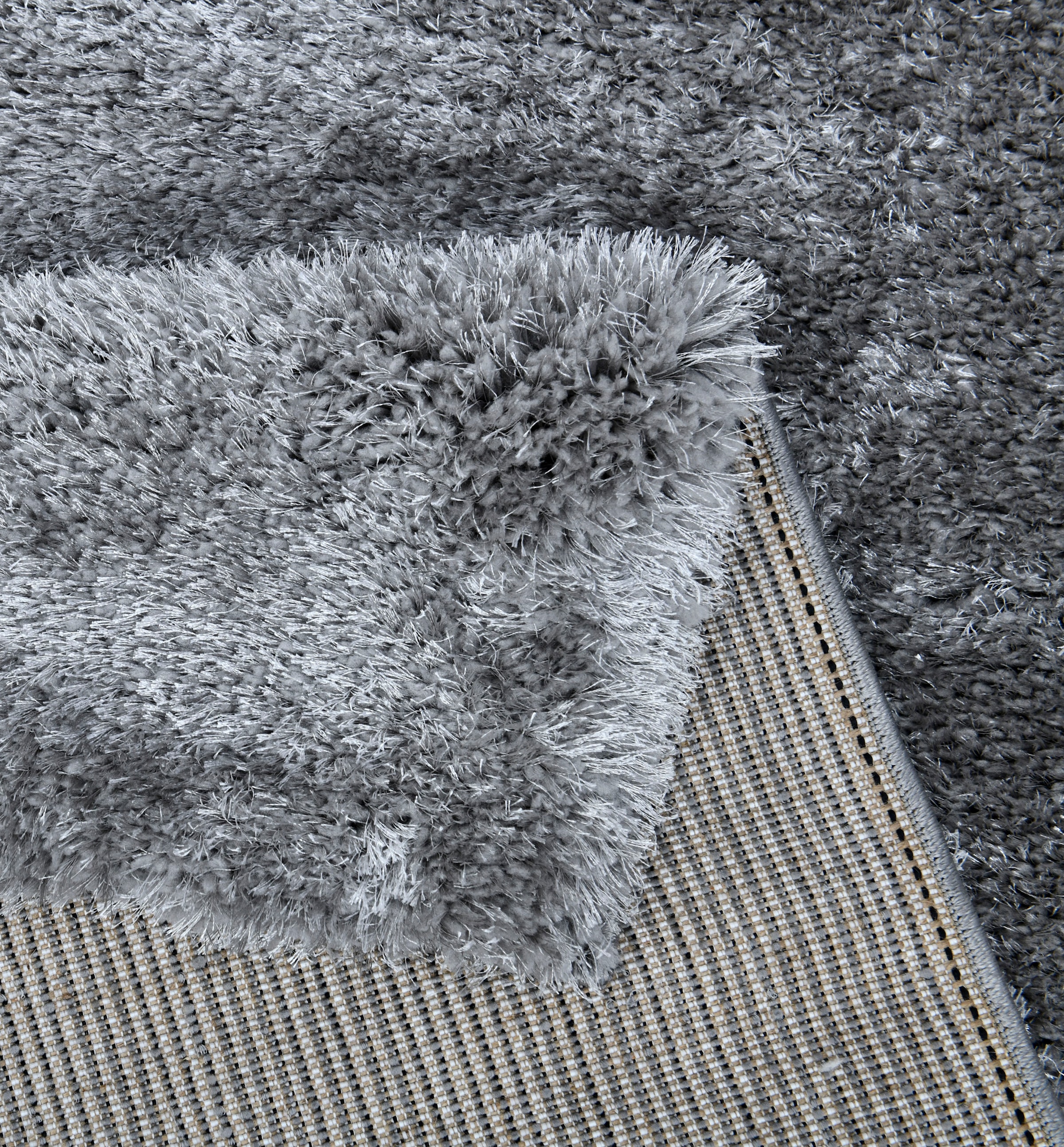 my home Bettumrandung »Malin«, (3 tlg.), Hochflor, Shaggy, Uni-Farben, leichter glanz, Microfaser, Pflegeleicht
