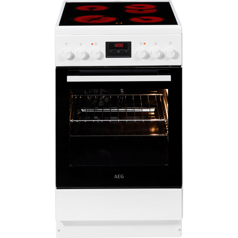 AEG Elektro-Standherd »CCB5442CBW« mit FlexiRunners – Teilauszug (2 Paar) mit Glaskeramik-Kochfeld, Bräter- und Mehrkreiskochzone, 50 cm weiß...