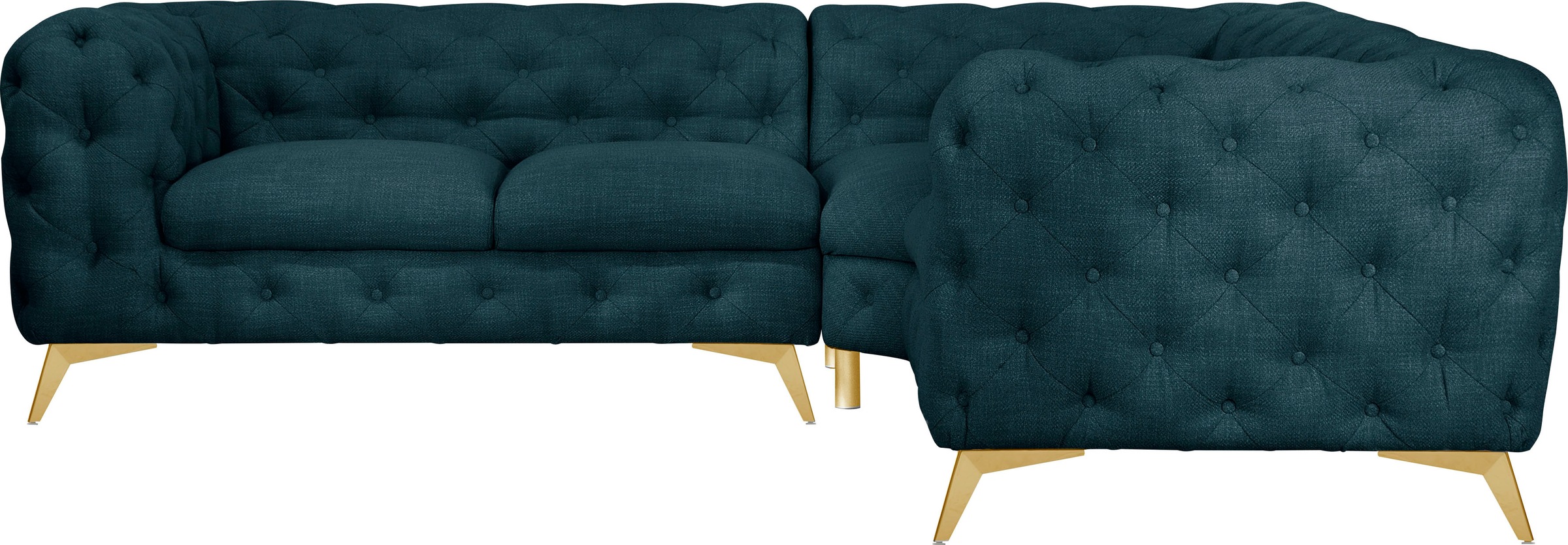 Leonique Chesterfield-Sofa »Ecksofa GLYNIS L-Form mit Wellenunterfederung, günstig online kaufen
