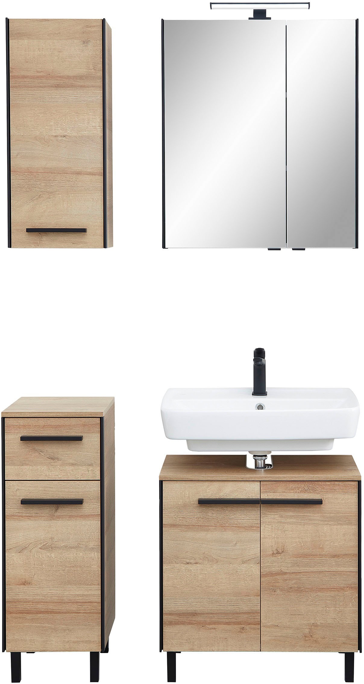 Saphir Badmöbel-Set »Quickset 395 4-teilig, Waschbeckenunterschrank mit LED günstig online kaufen