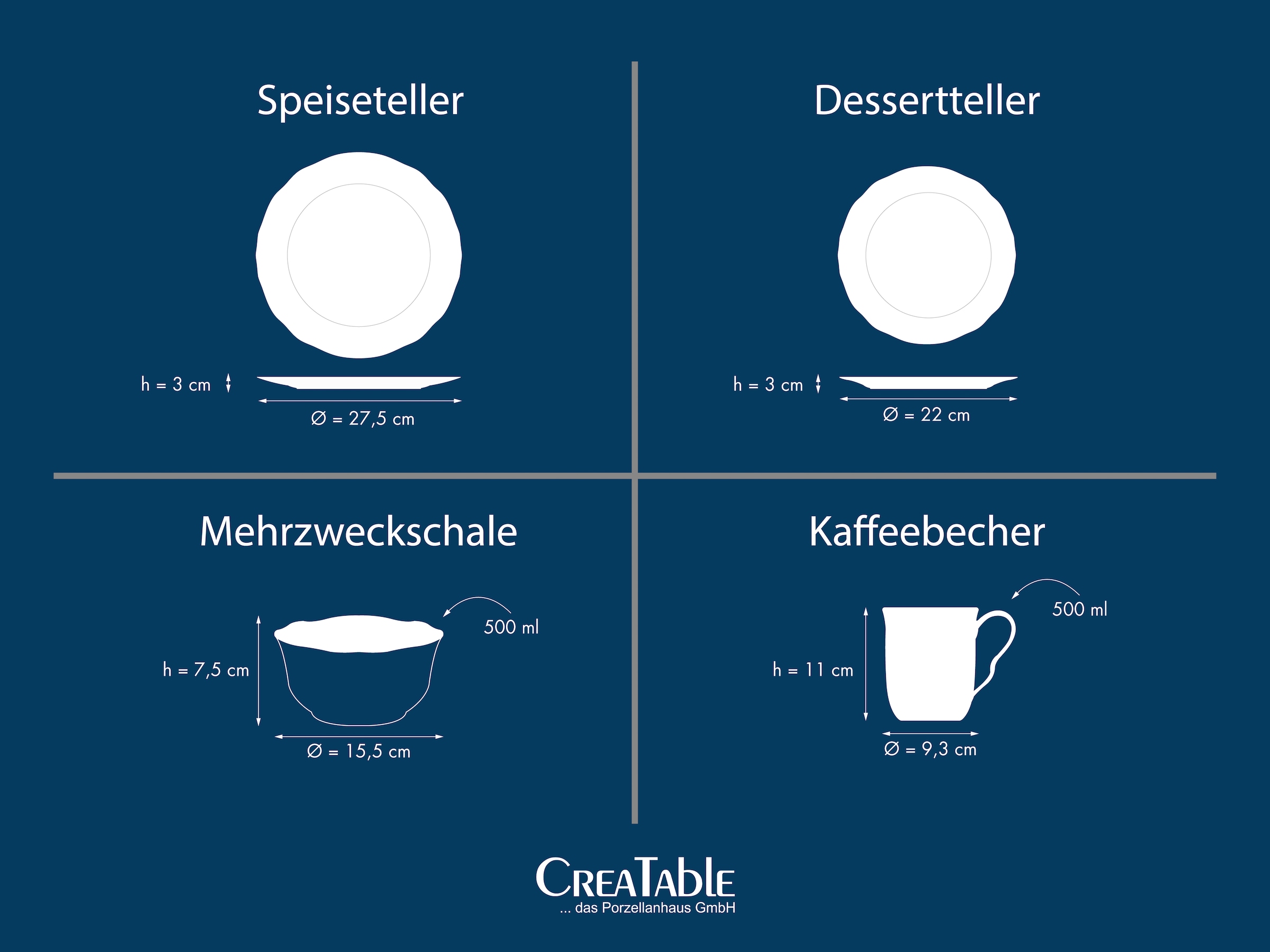CreaTable Kombiservice »Adelaide, Service 16-tlg.« Nostalgischer Vintage Dekor, Elegante Form