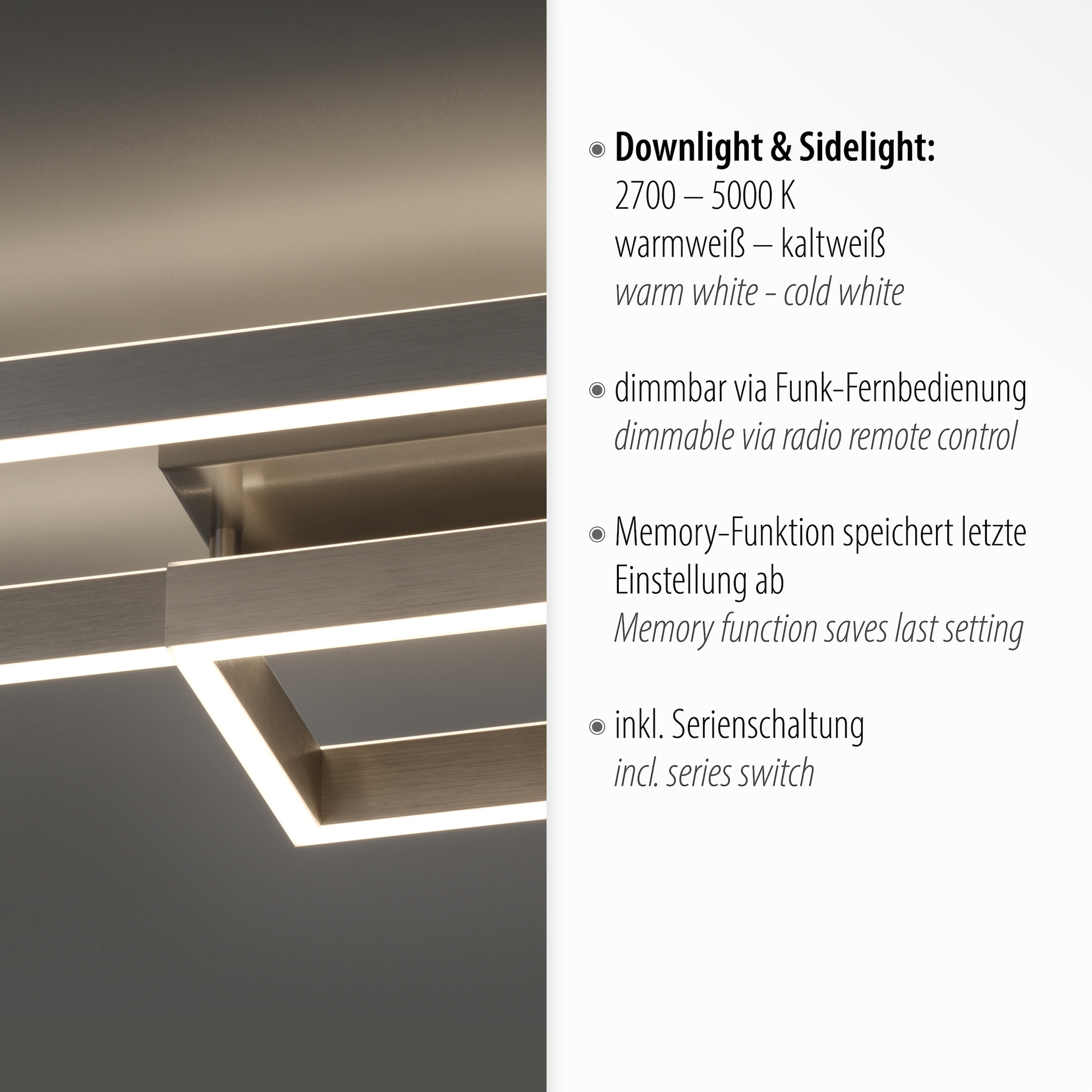 Paul Neuhaus Deckenleuchte »PAAN« LED-Board 1 Stk. warmweiß - kaltweiß LED, CCT - über Fernbedienung, Fernbedienung, Funk inkl.